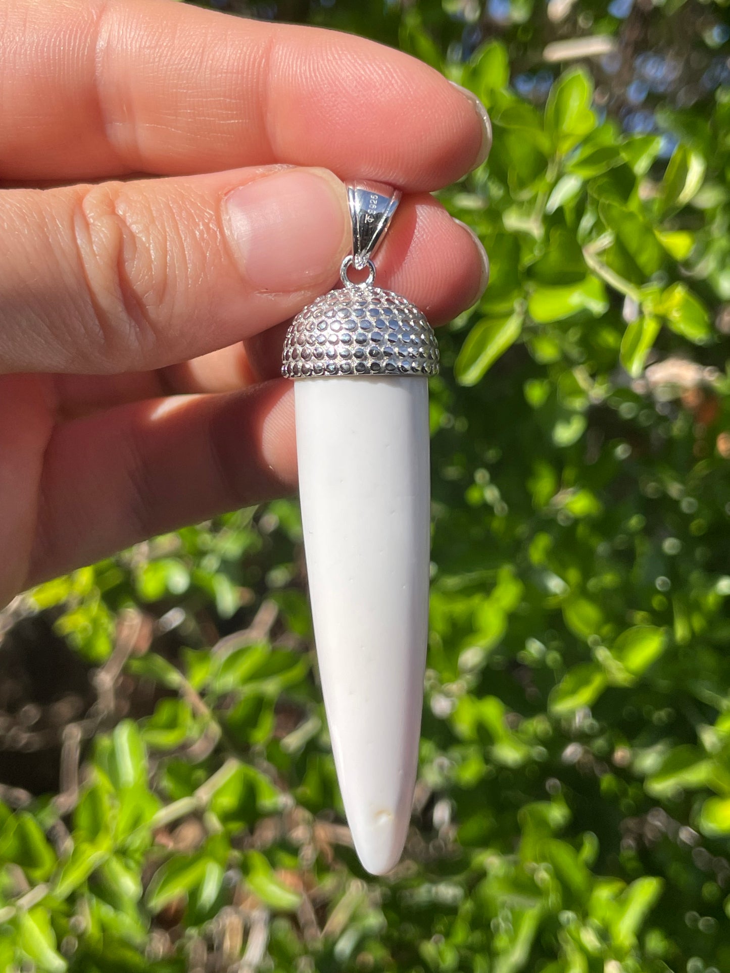 Pink Conch Tusk Pendant | 925 Sterling Silver B605