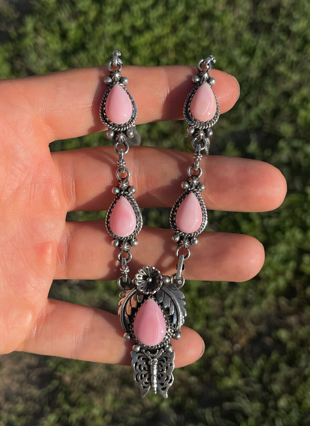 Pink Conch Floral Necklace | 925 Sterling Silver E337