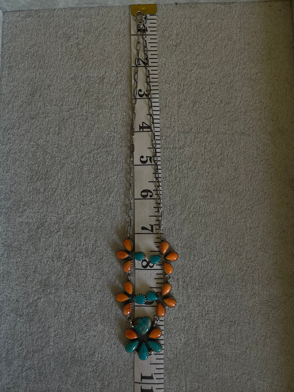 Turquoise & Spiny Oyster Floral Necklace | 925 Sterling Silver D251
