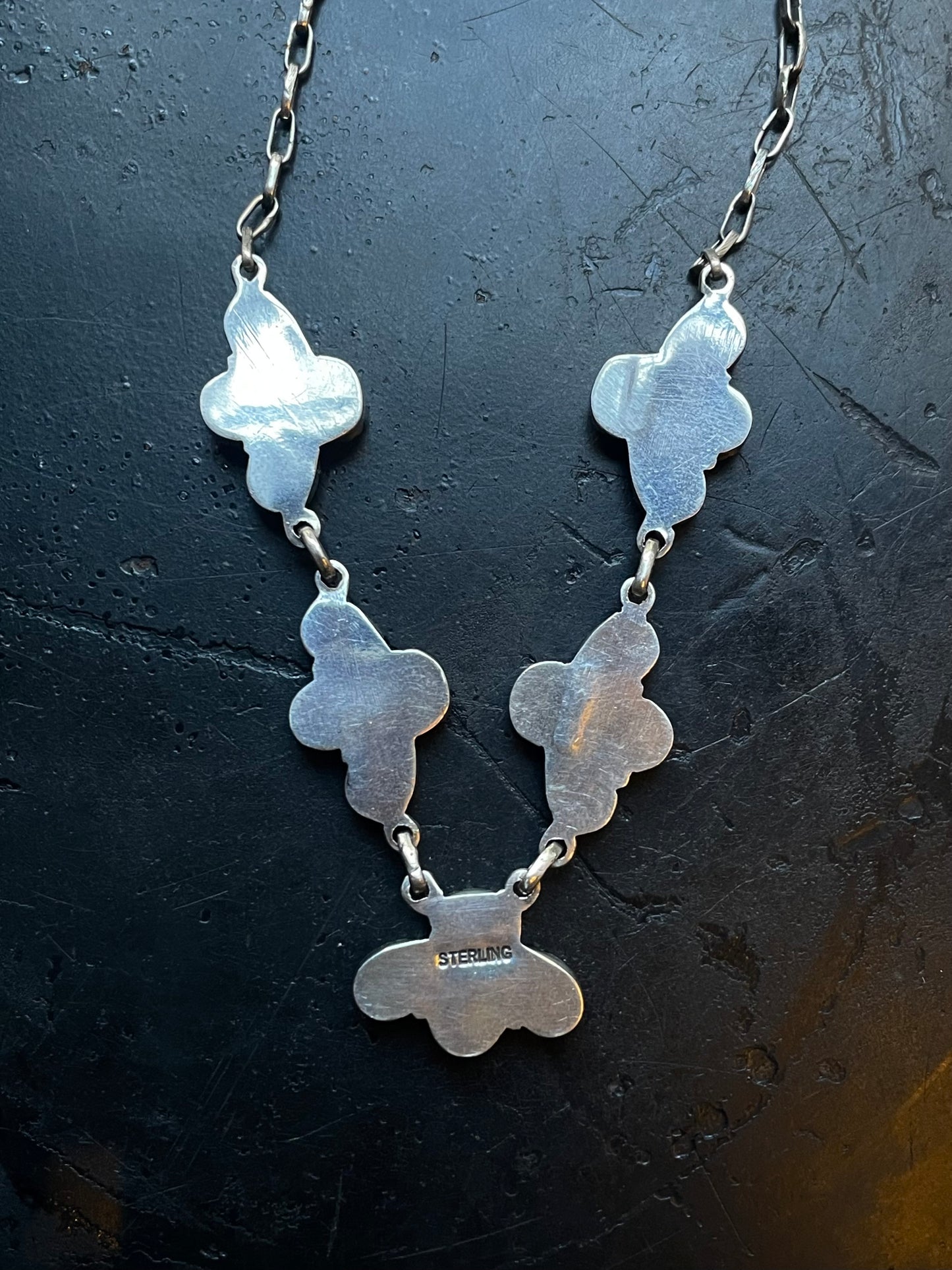 Spiny Oyster Cluster Necklace | Floral Station Design | 925 Silver E591