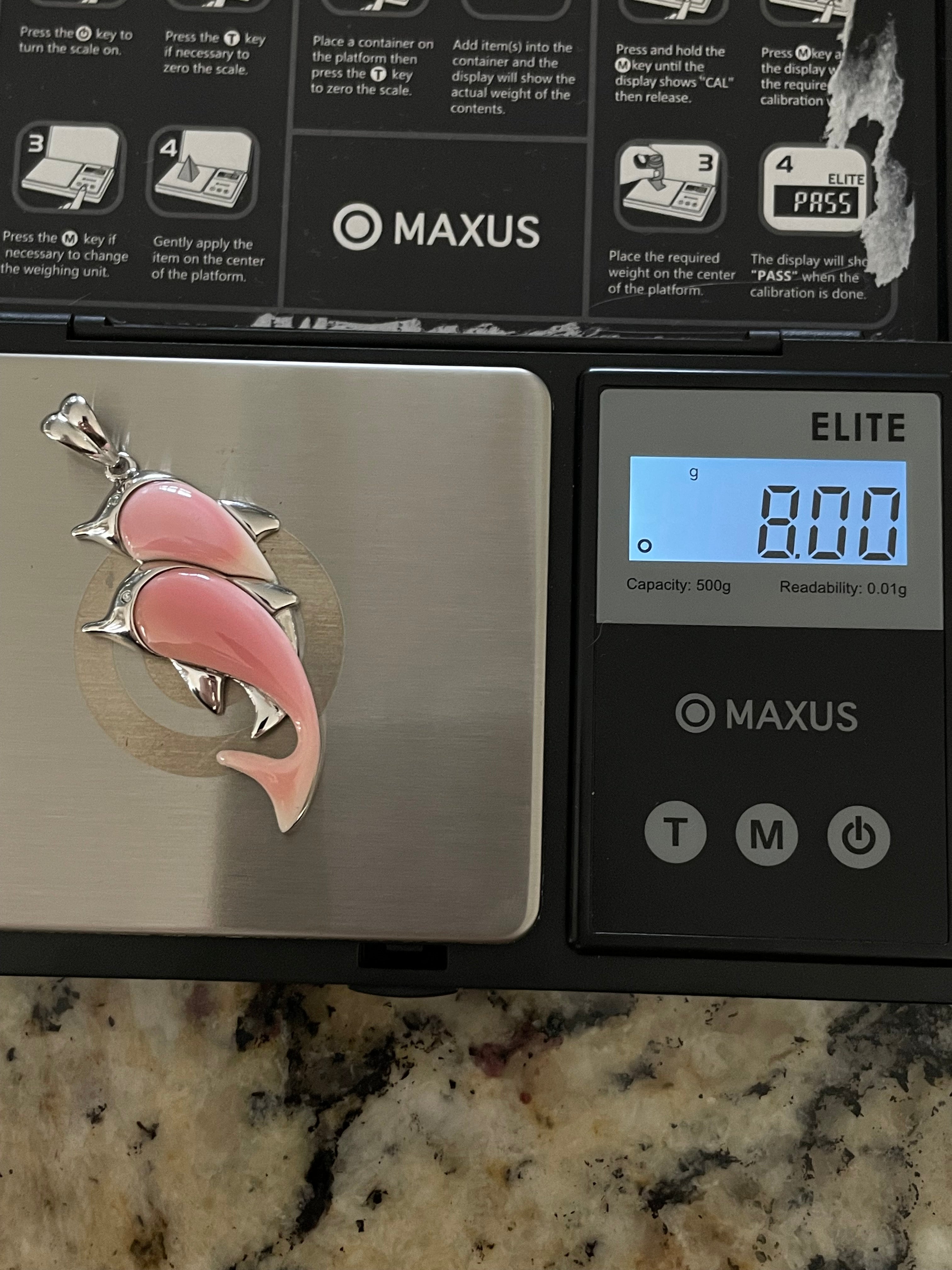 Pink Conch Dolphin Pendant | 925 Sterling Silver E283