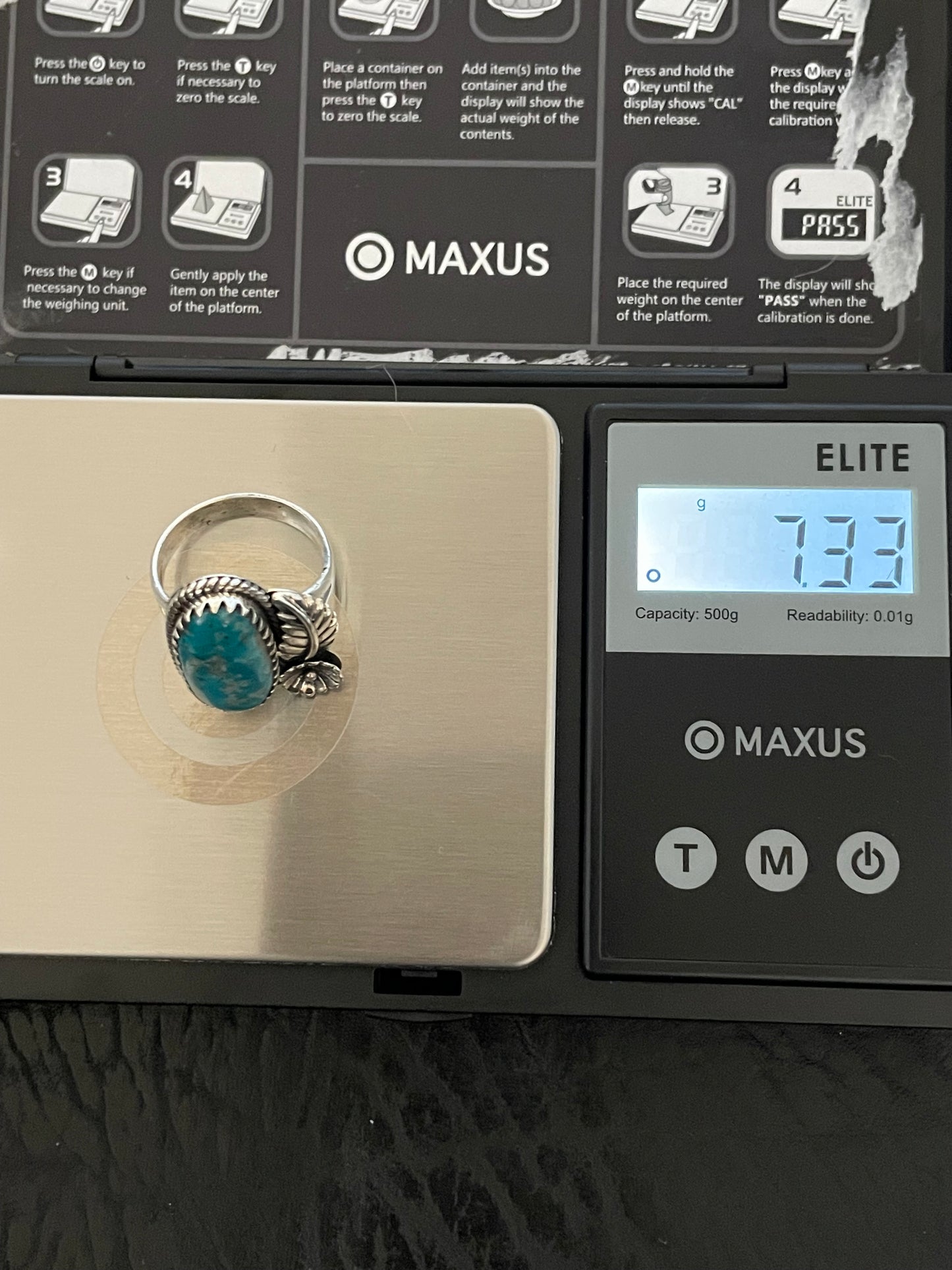 Kingman Turquoise Floral Ring Size 7.5 | 925 Sterling Silver Southwest E180