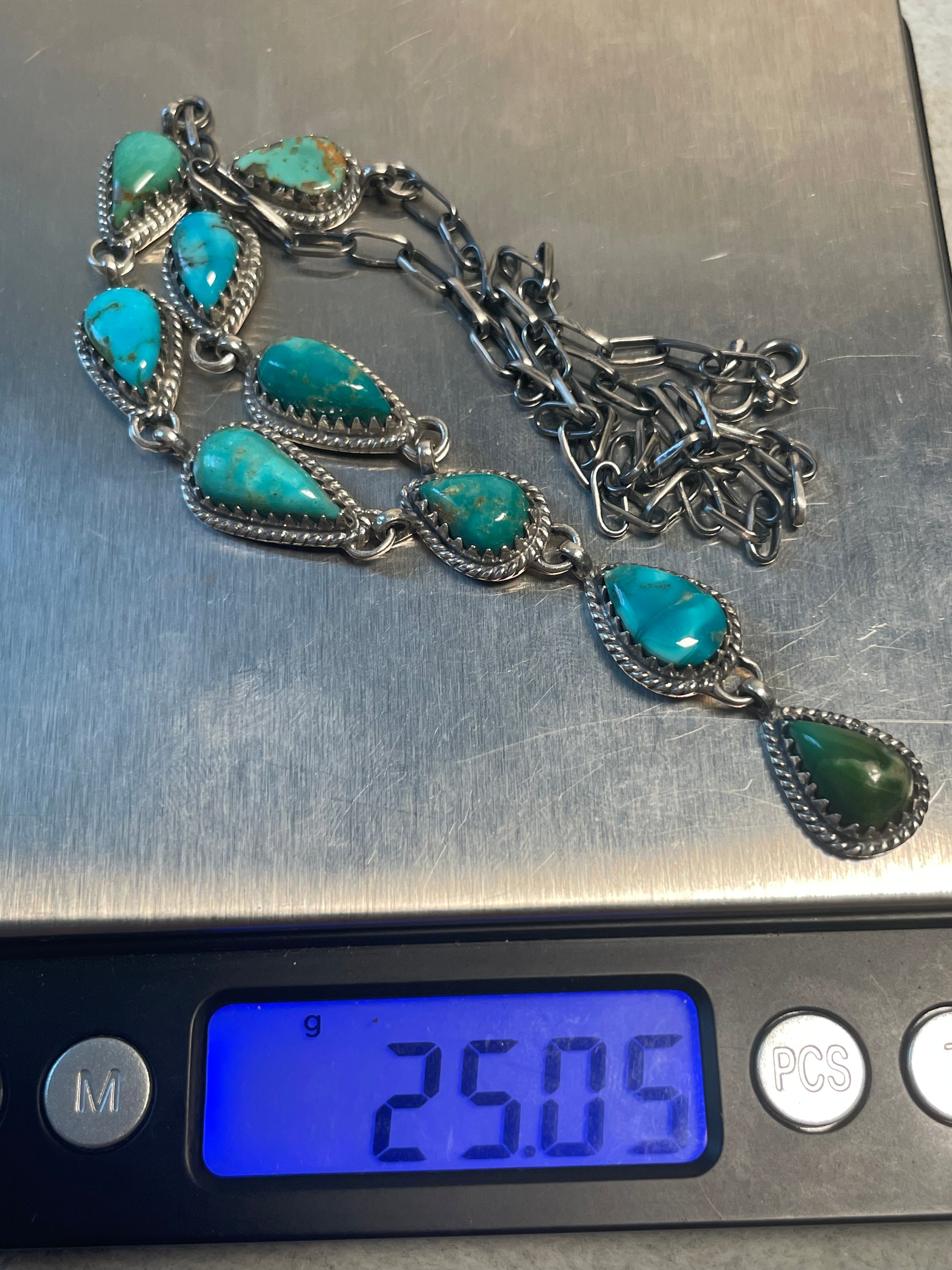 Kingman Turquoise Lariat Necklace | 925 Sterling Silver D225