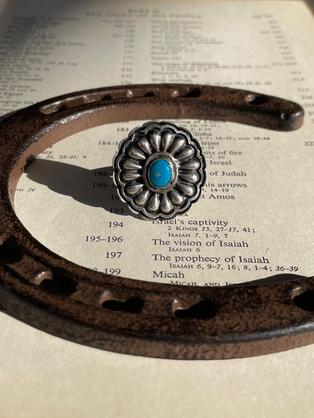 Turquoise Concho Ring Size 8 | 925 Sterling Silver G759