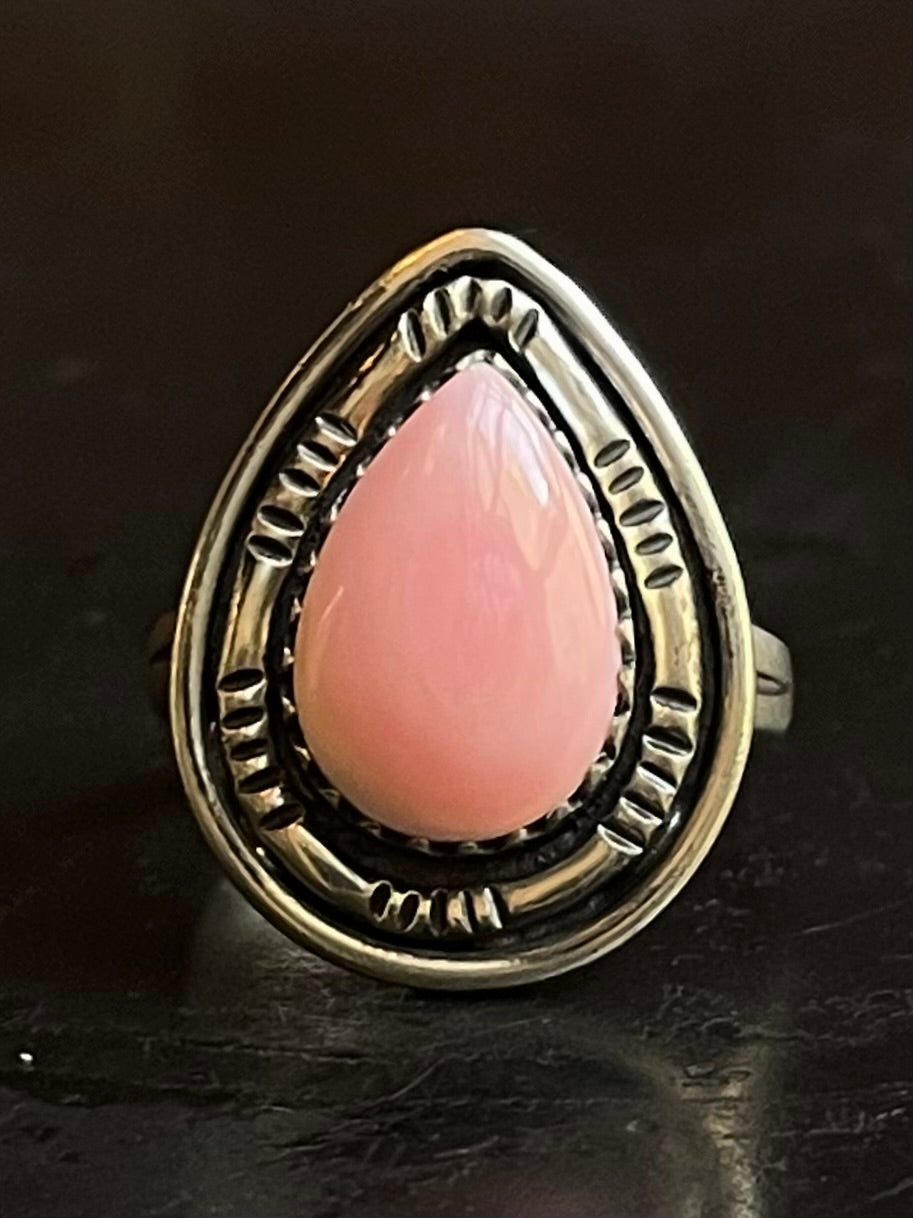 Pink Conch Ring Size 9 | 925 Sterling Silver G114