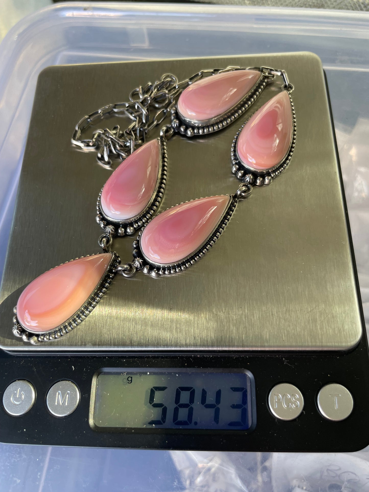 Pink Conch Lariat Necklace | 925 Sterling Silver B662