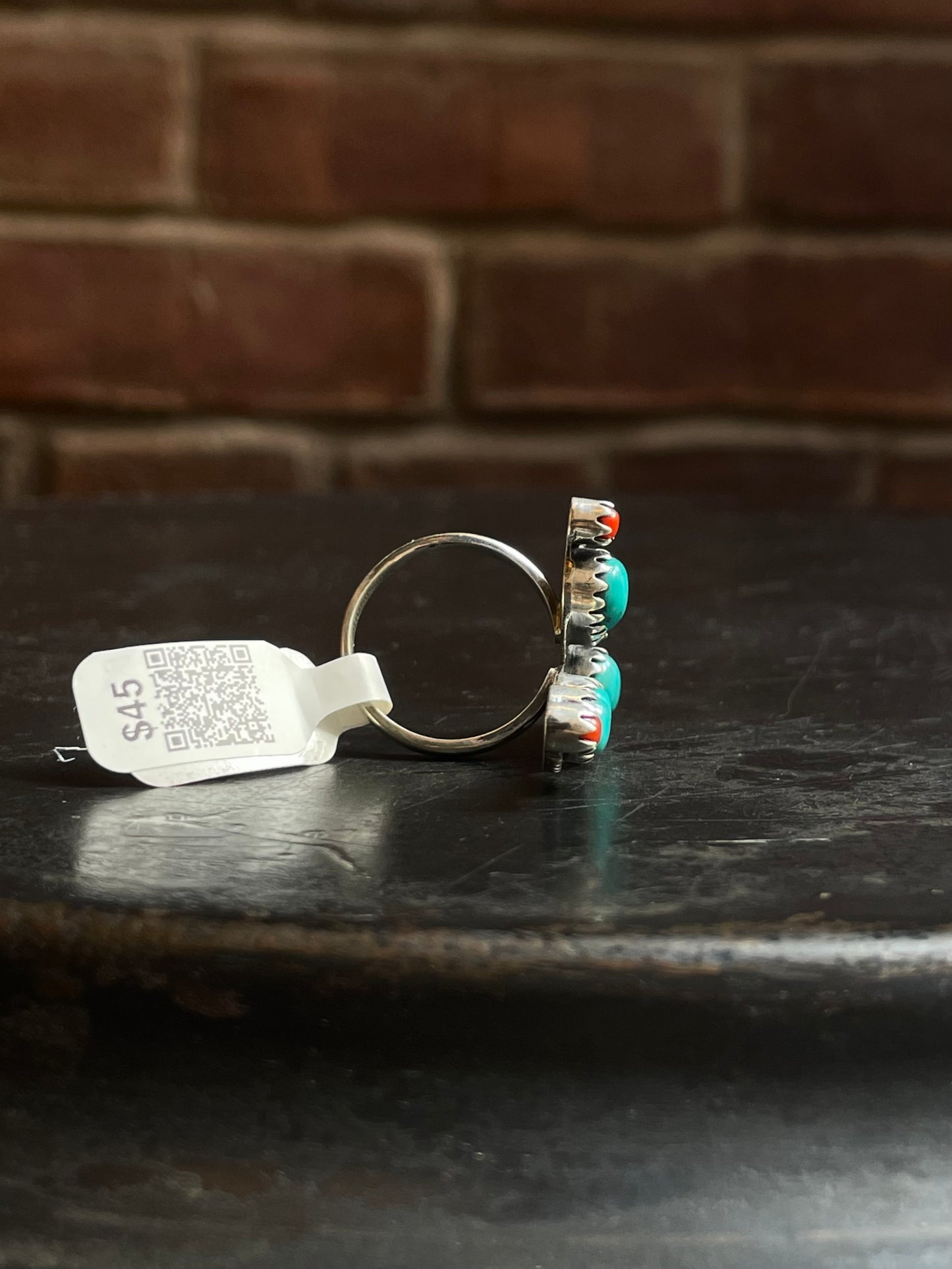 Kingman Turquoise Cactus Ring | Sterling Silver | Size 7 | A373