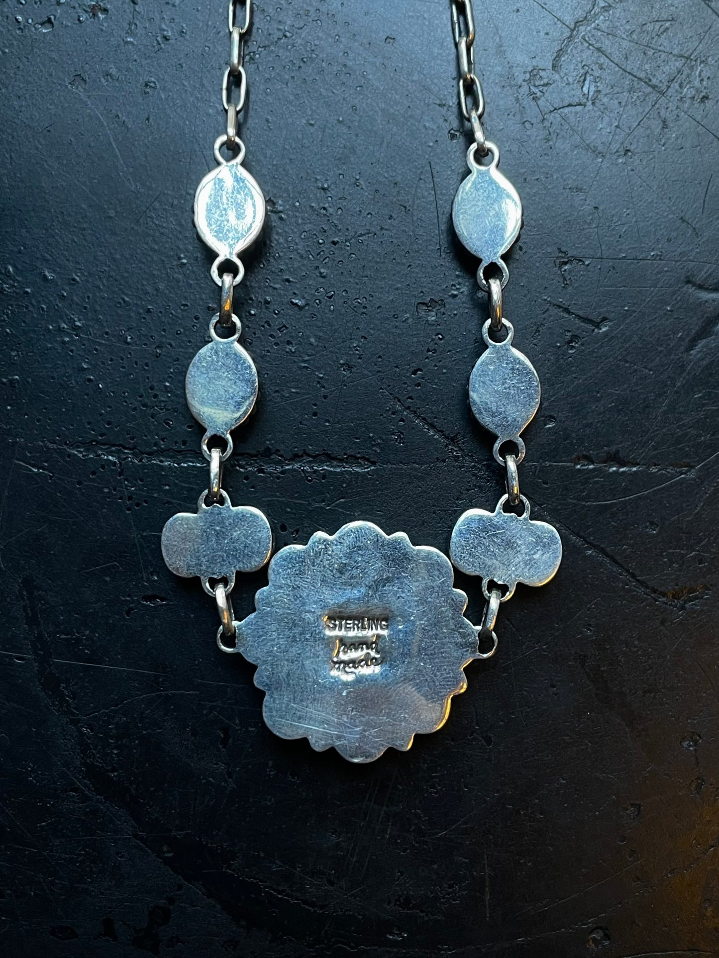 Kingman Turquoise Flower Necklace | 925 Sterling Silver E358