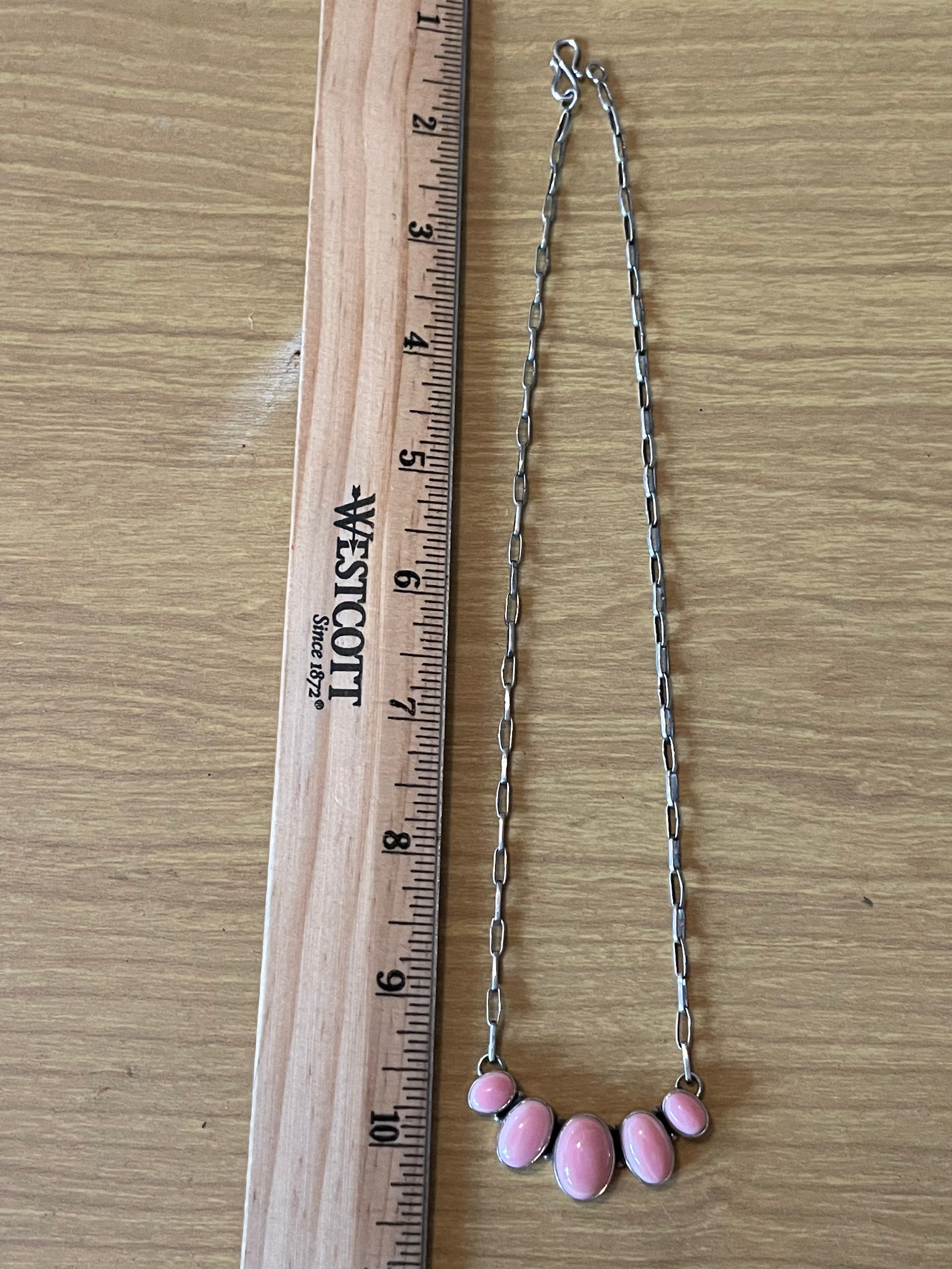 Pink Conch Bar Necklace | 925 Sterling Silver E973