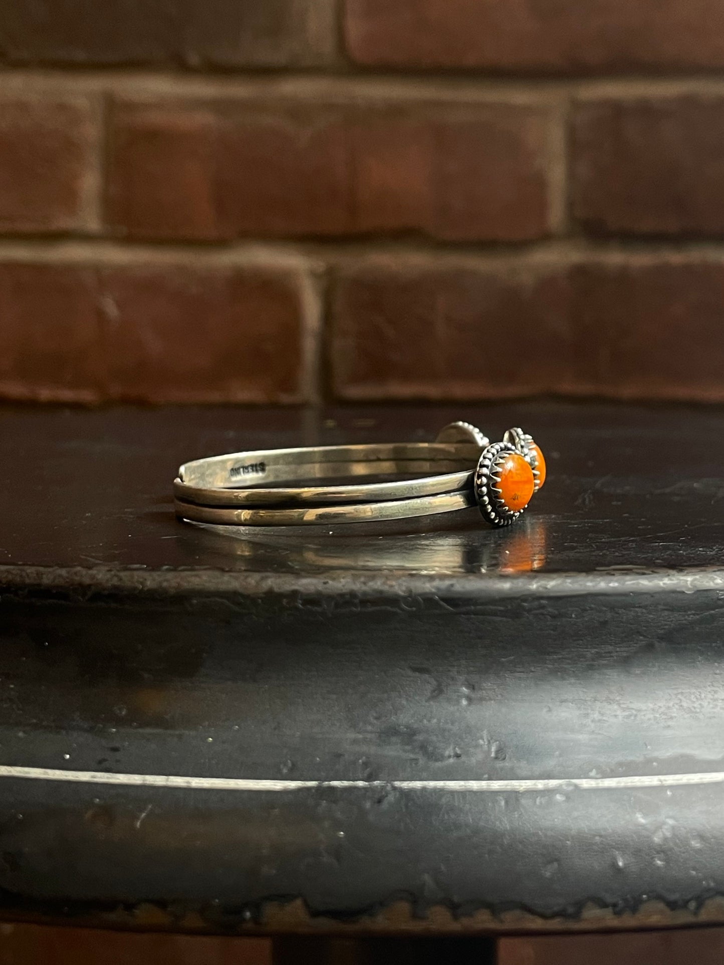 Spiny Oyster Cuff Bracelet | Three Stone Sterling Silver E695