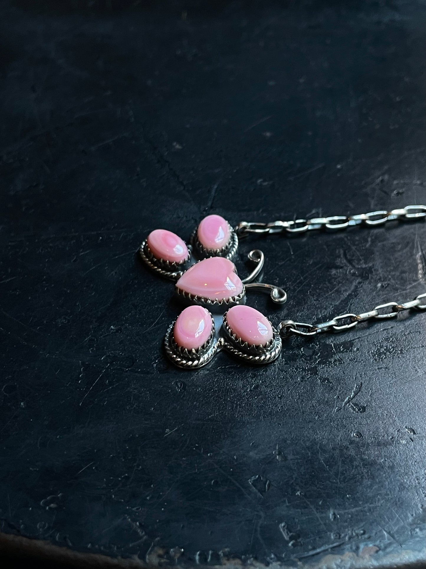 Pink Conch Butterfly Heart Necklace | 925 Sterling Silver E360