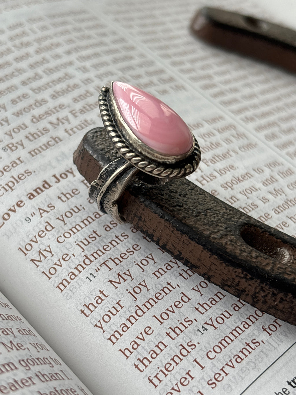Pink Conch Teardrop Ring Size 7 | 925 Sterling Silver D268