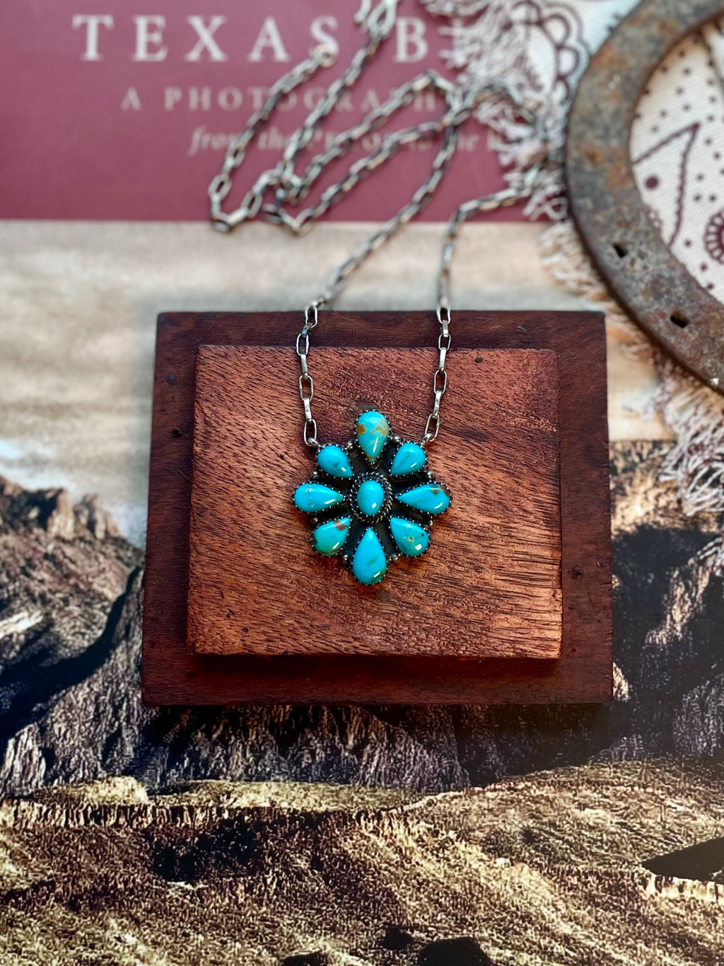 Kingman Turquoise Cluster Necklace | 925 Sterling Silver D219