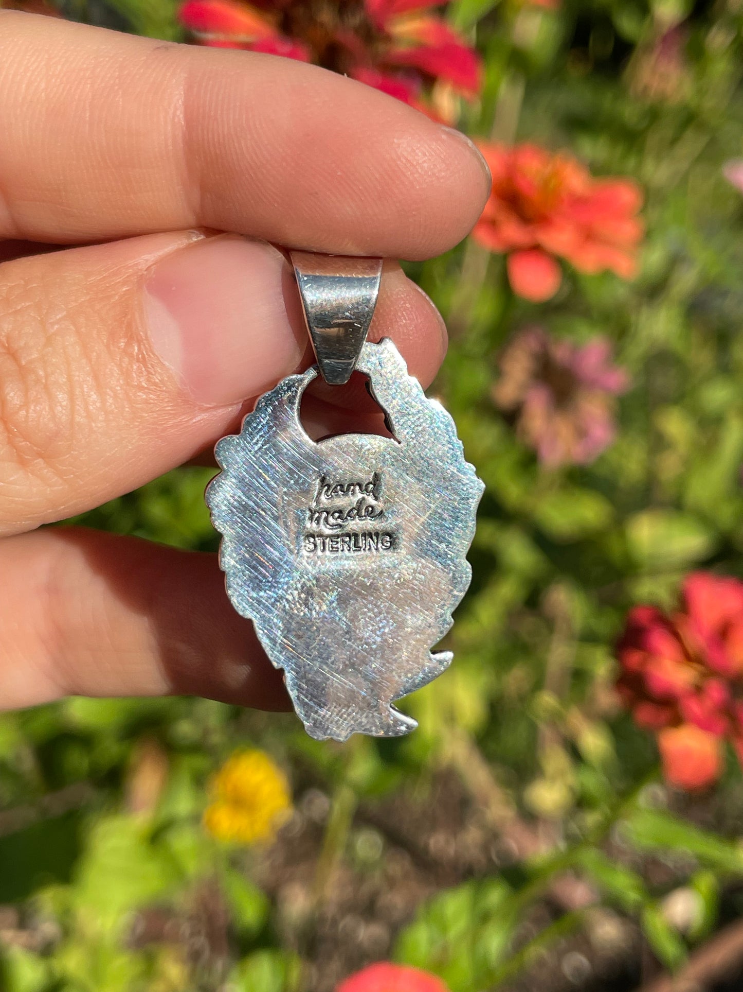 Turquoise Feather Pendant | Sterling Silver 925 B479