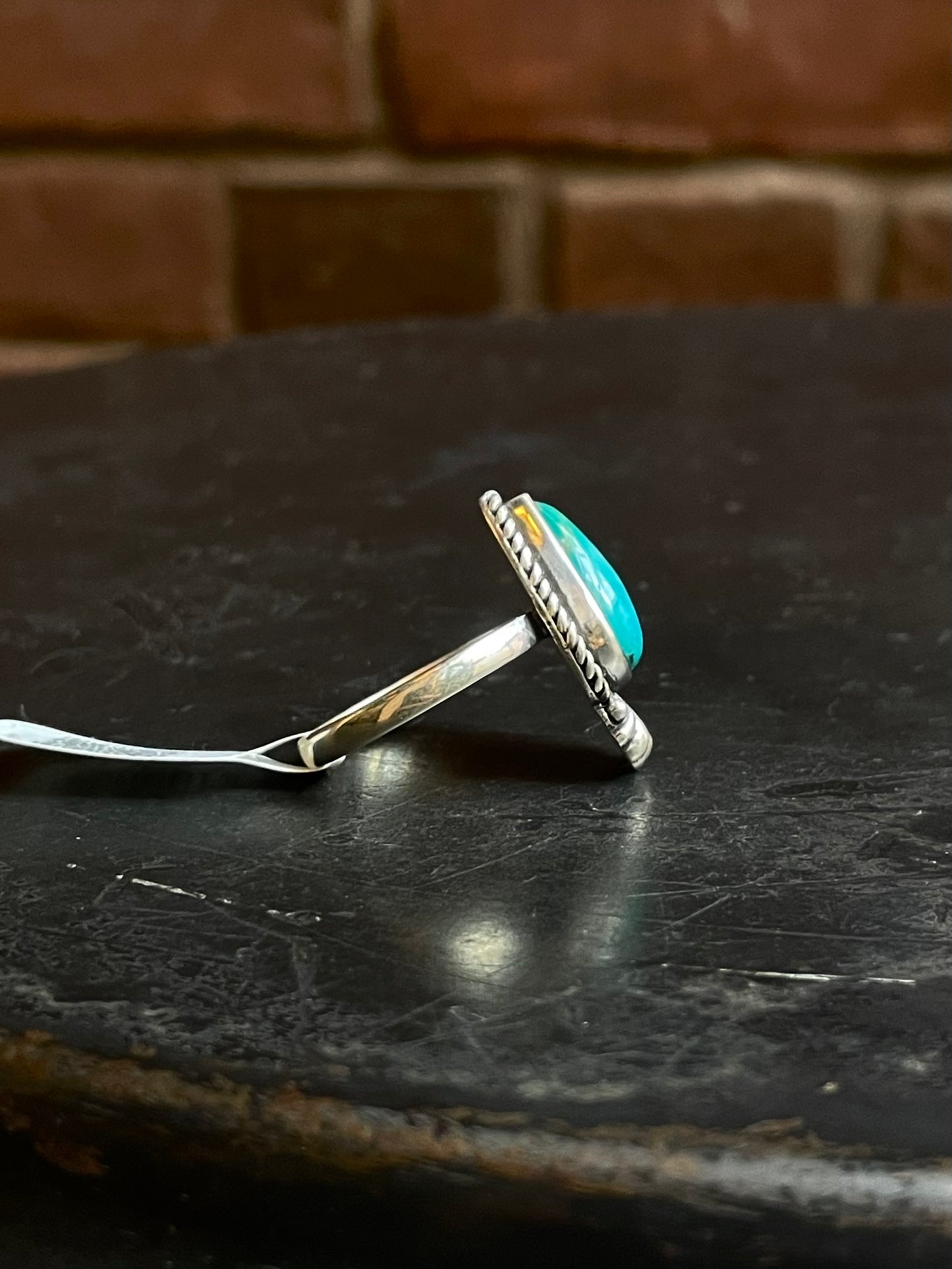 Kingman Turquoise Teardrop Ring | Sterling Silver | Size 8.25 | A745