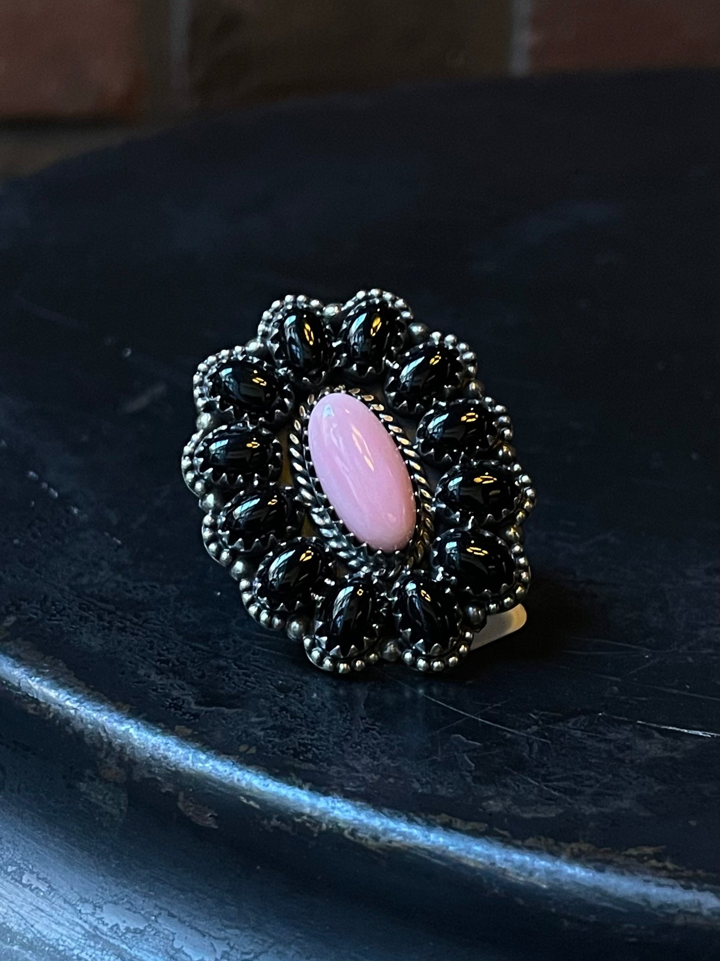 Pink Conch Flower Cluster Ring | Sterling Silver | Size 7 | A130