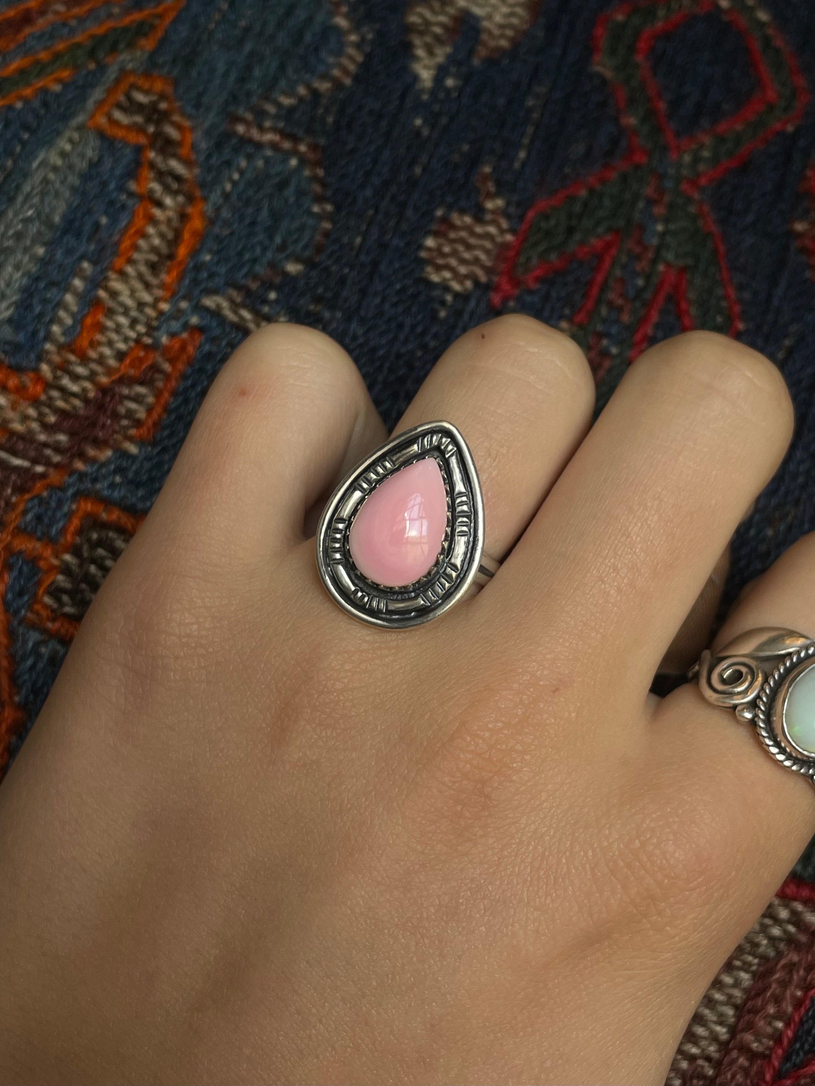 Pink Conch Ring Size 9 | 925 Sterling Silver G114