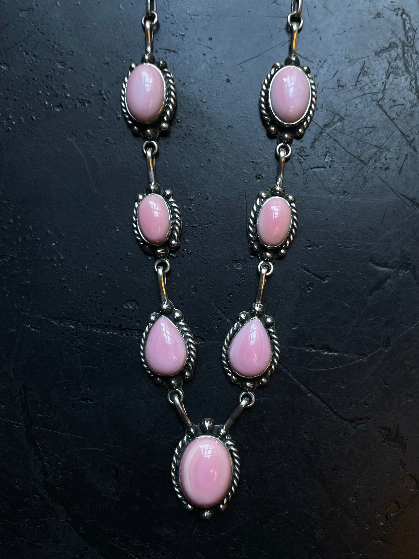 Pink Conch Lariat Necklace | 925 Sterling Silver E349