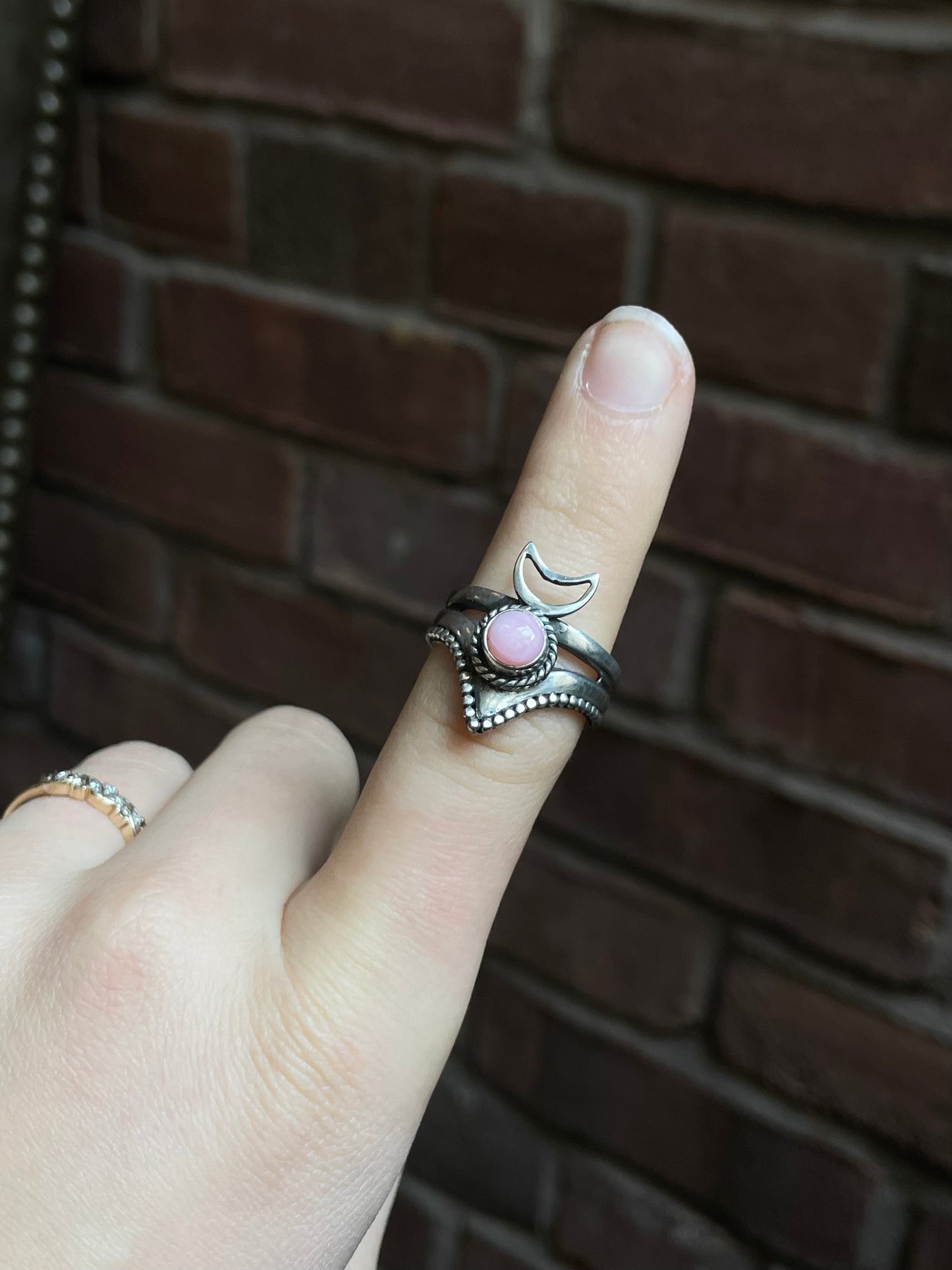 Pink Conch Rope Design Ring Size 8 | 925 Sterling Silver Southwest E138