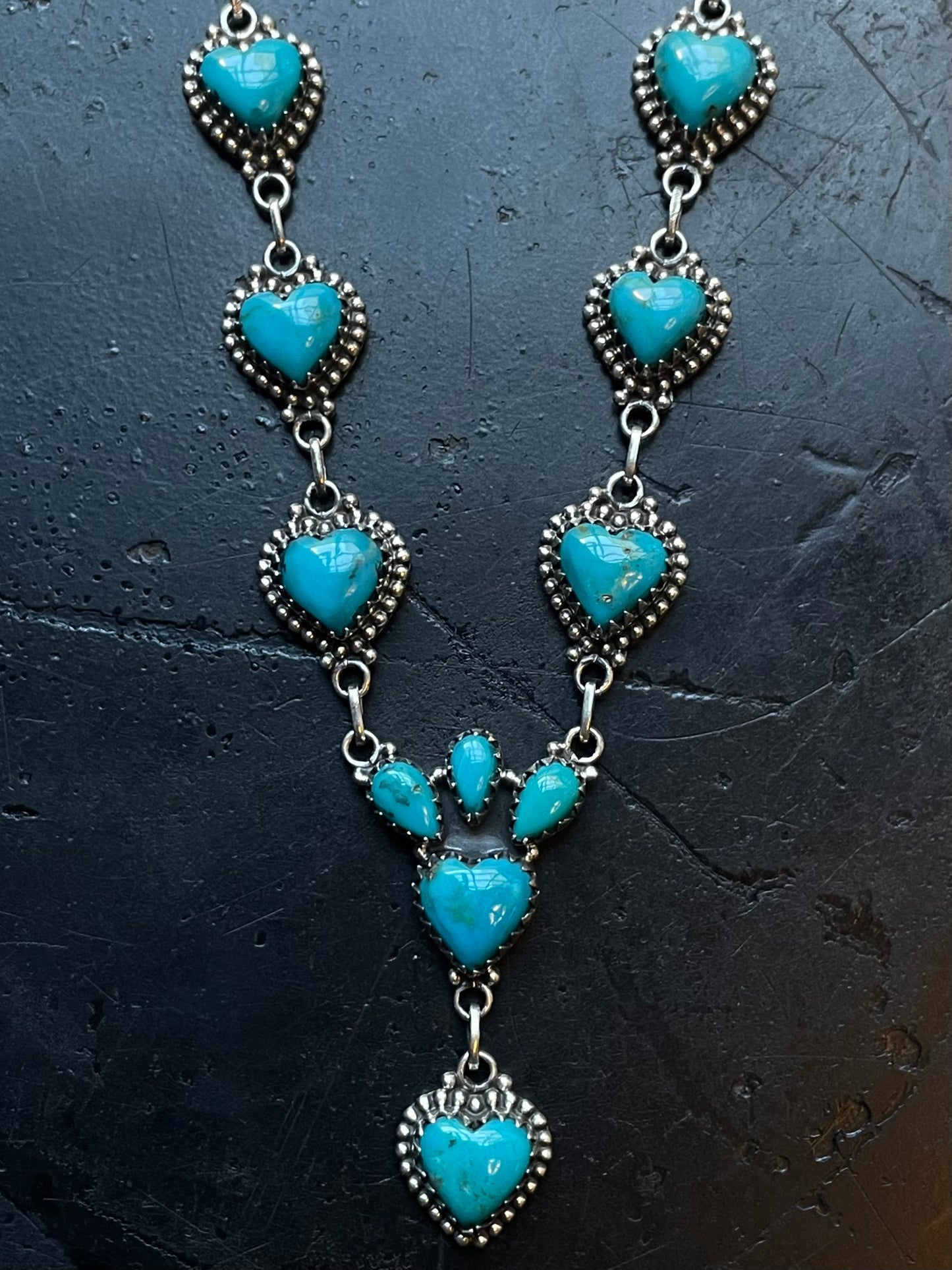 Kingman Turquoise Heart Naja Necklace | 925 Sterling Silver E619