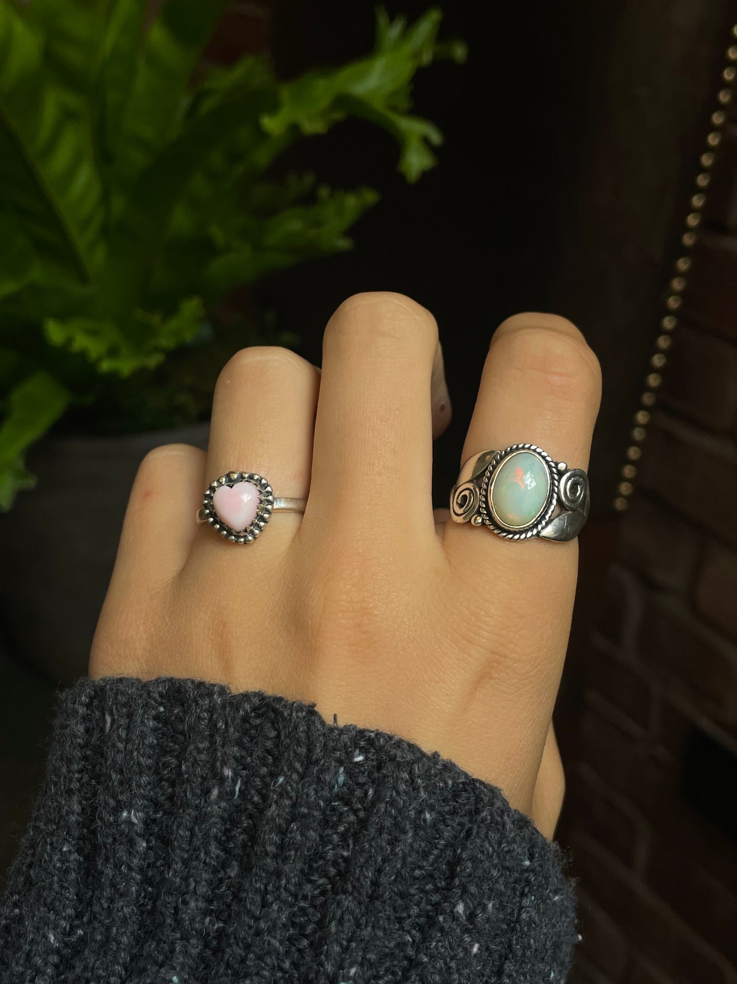 Pink Conch Heart Ring Size 7.5 | 925 Sterling Silver G162