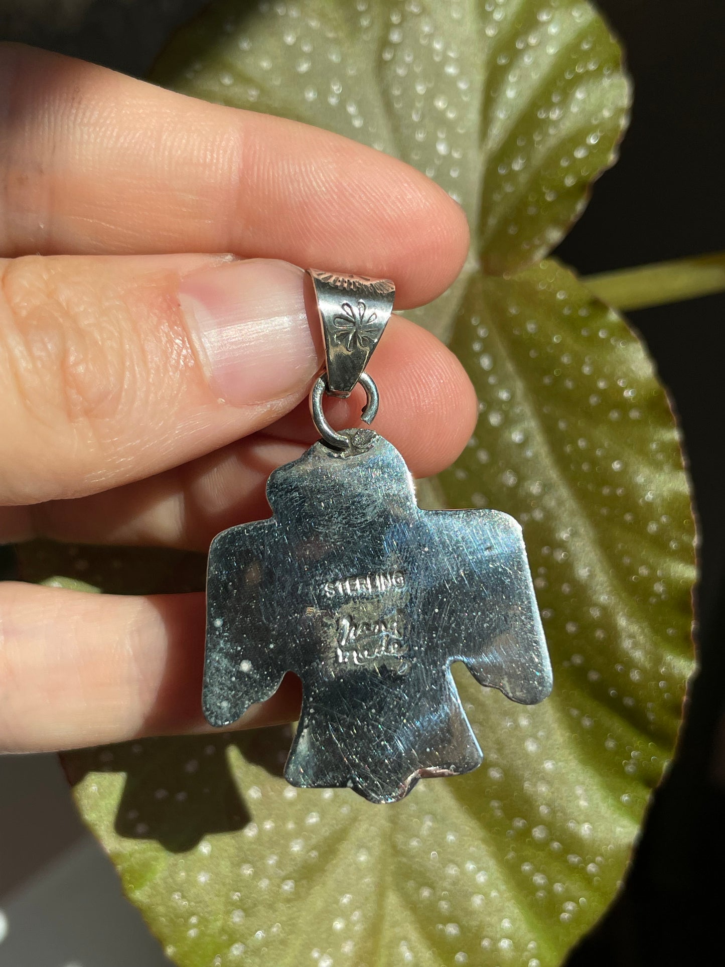 Pink Conch Thunderbird Pendant | Sterling Silver 925 B842