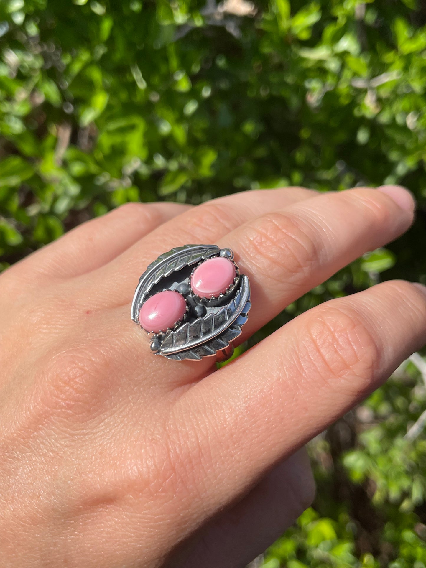 Pink Conch Feather Ring Size 8 | 925 Sterling Silver B580