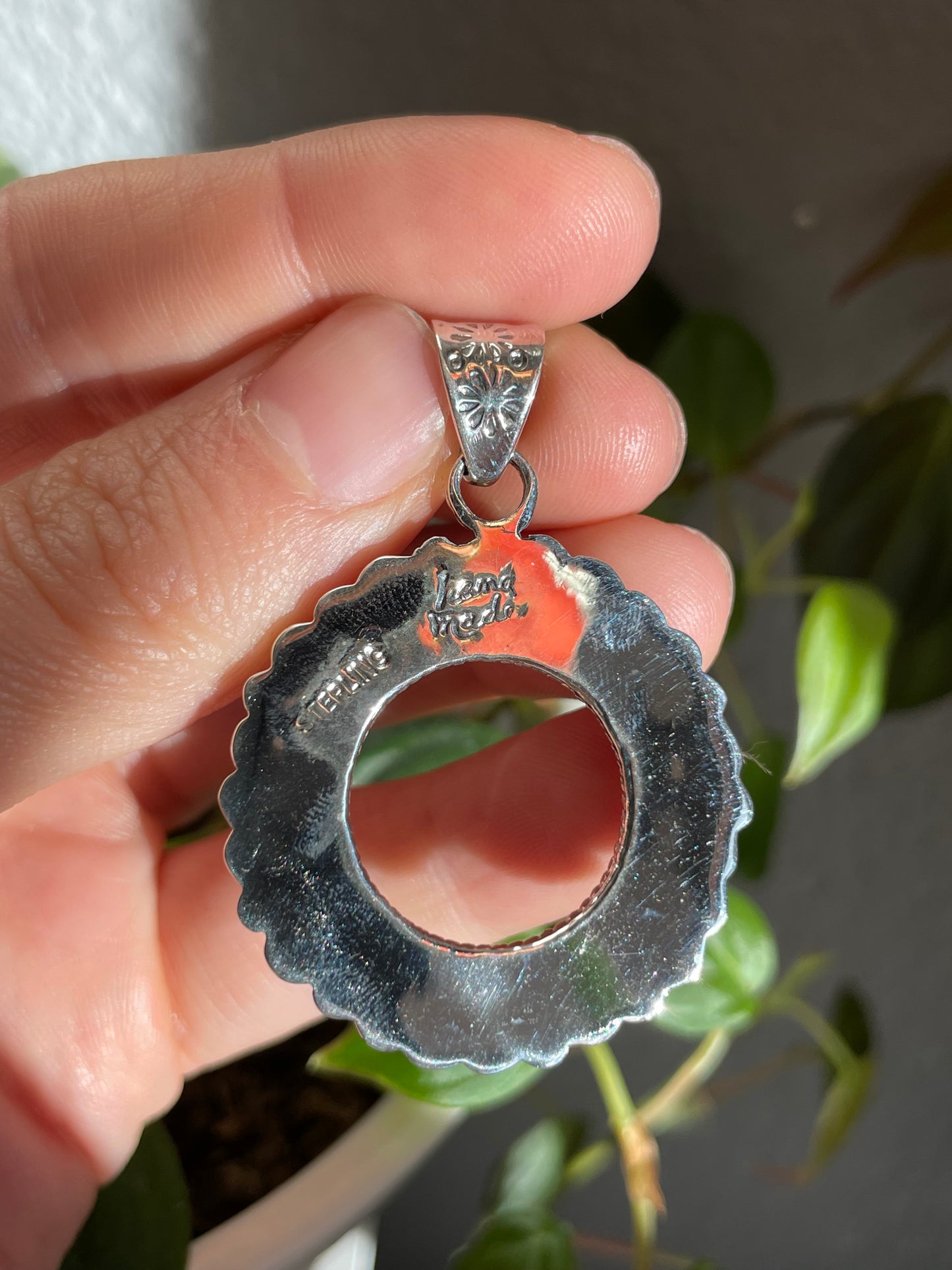 Turquoise Circle Pendant | Sterling Silver 925 B824