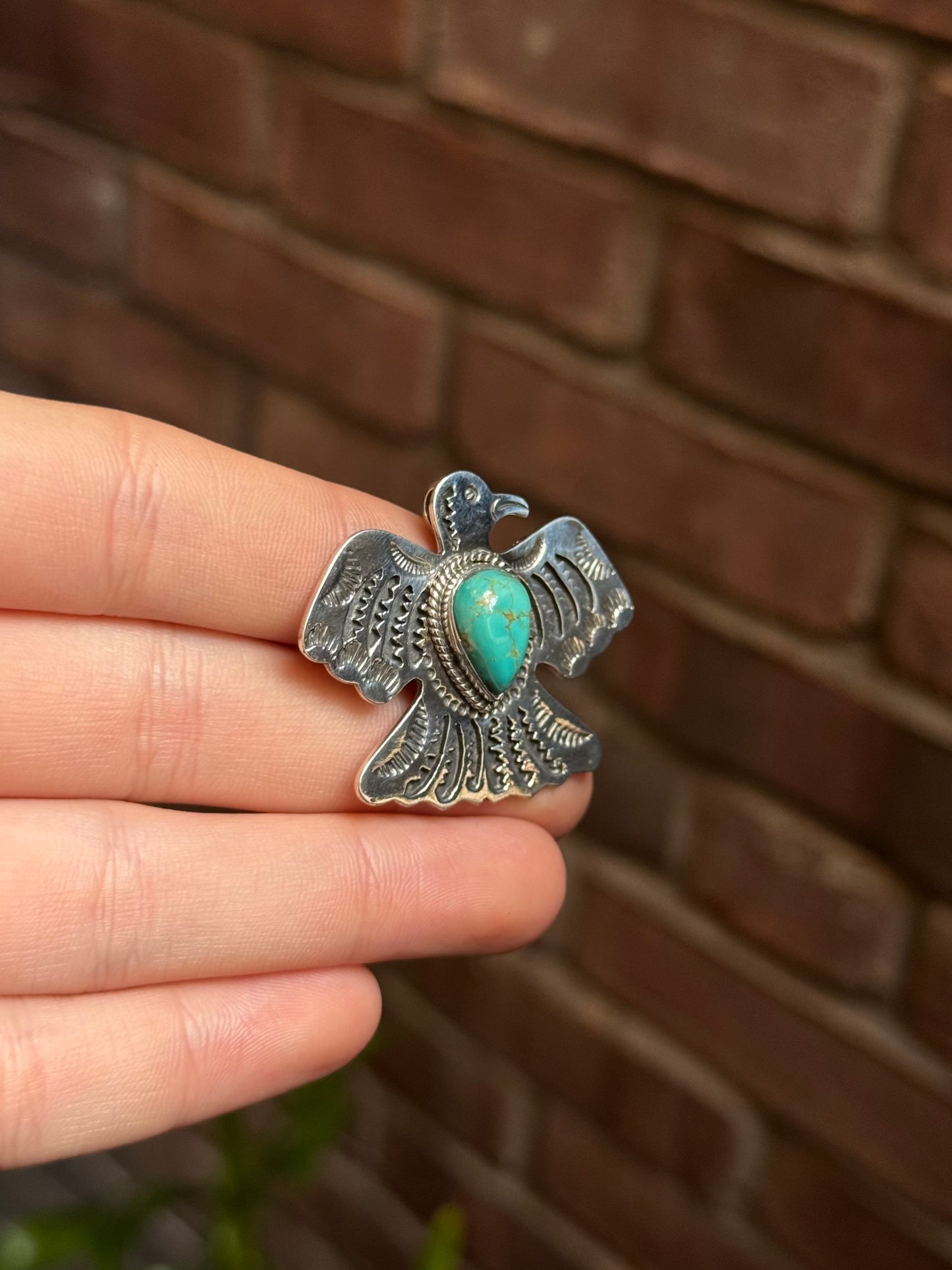 Turquoise Thunderbird Pendant | Sterling Silver 925 C385