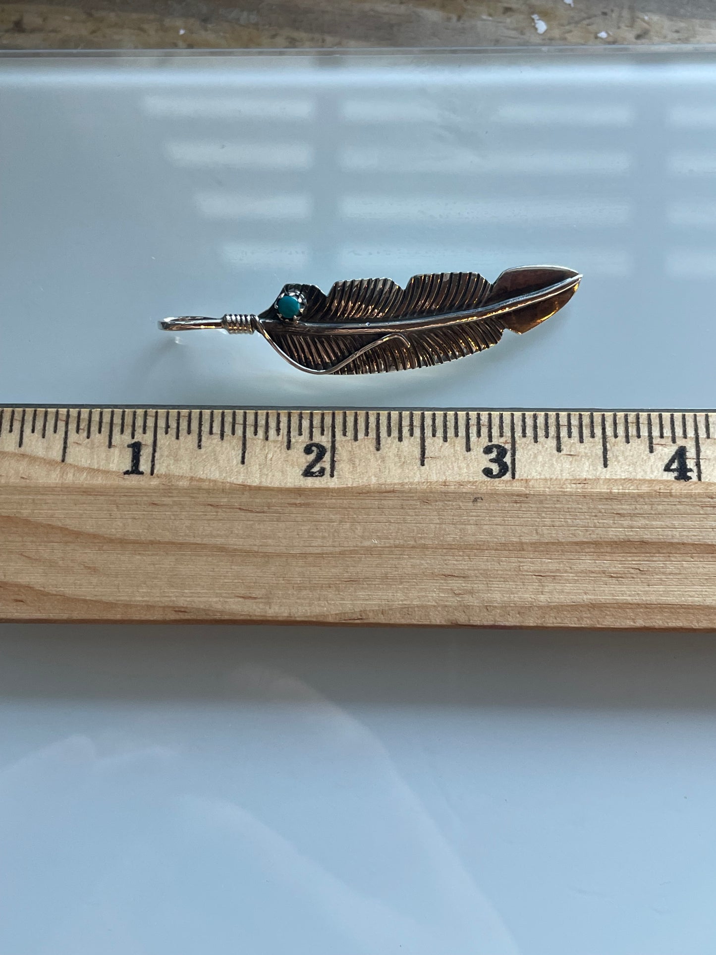 Kingman Turquoise FeatherPendant | Sterling Silver C621