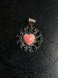 Pink Conch Heart Pendant | Black Onyx | 925 Sterling Silver E273