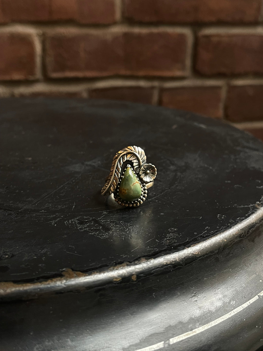 Turquoise Feather Ring Size 9 | 925 Sterling Silver C940
