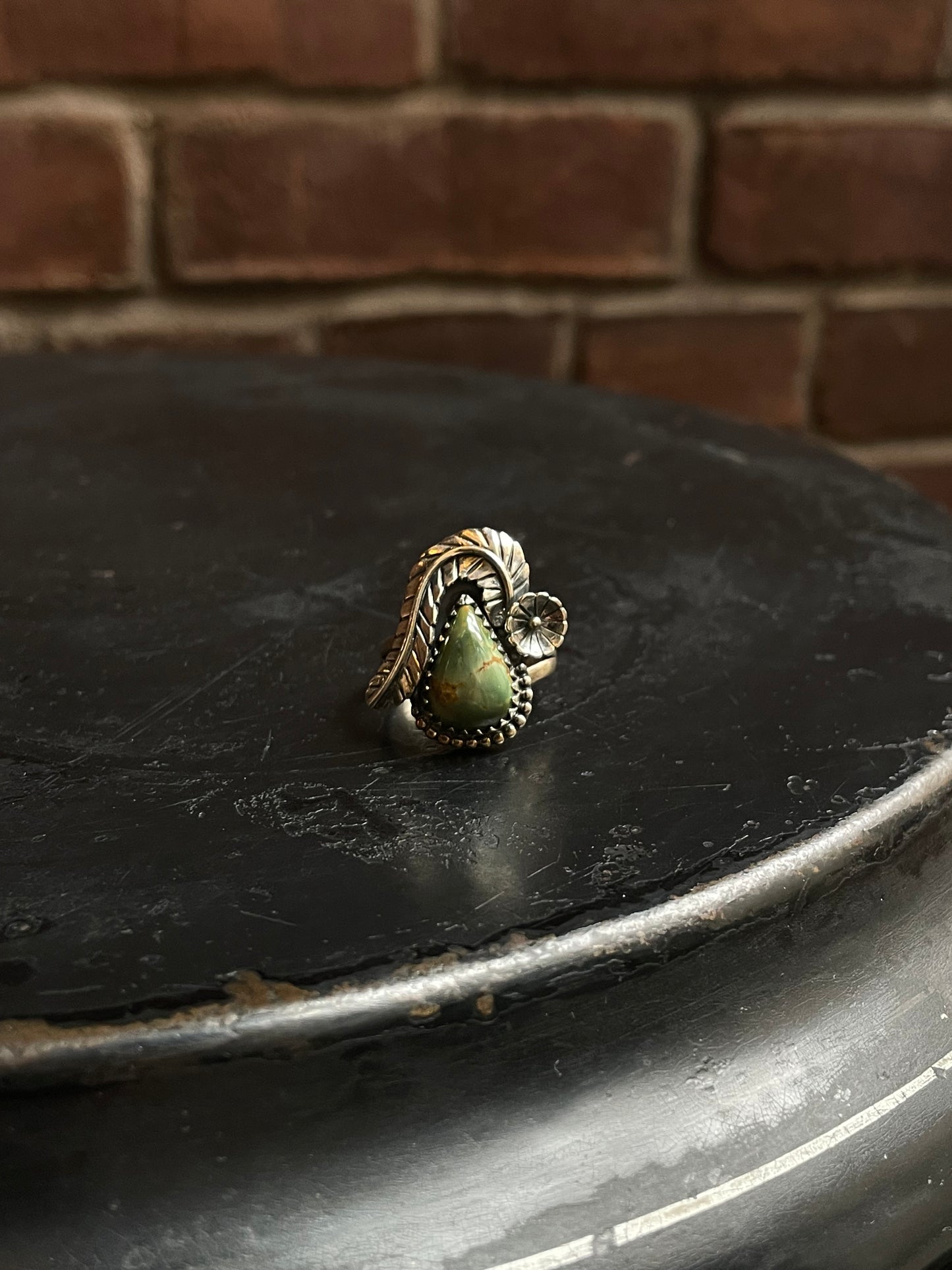 Turquoise Feather Ring Size 9 | 925 Sterling Silver C940