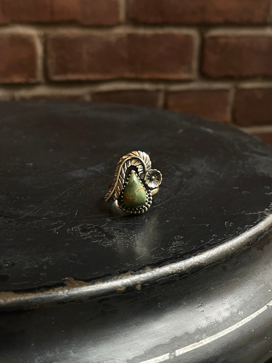 Turquoise Feather Ring Size 9 | 925 Sterling Silver C940