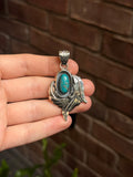 Turquoise Feather Pendant | Sterling Silver 925 C384