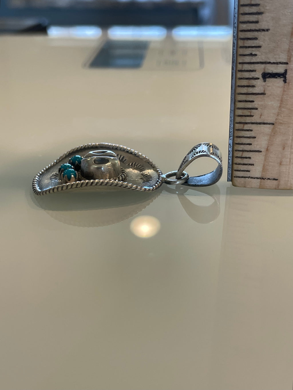 Turquoise Cowboy Hat Pendant | 925 Sterling Silver G693
