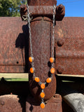 Orange Spiny Oyster Station Necklace | 925 Sterling Silver E597