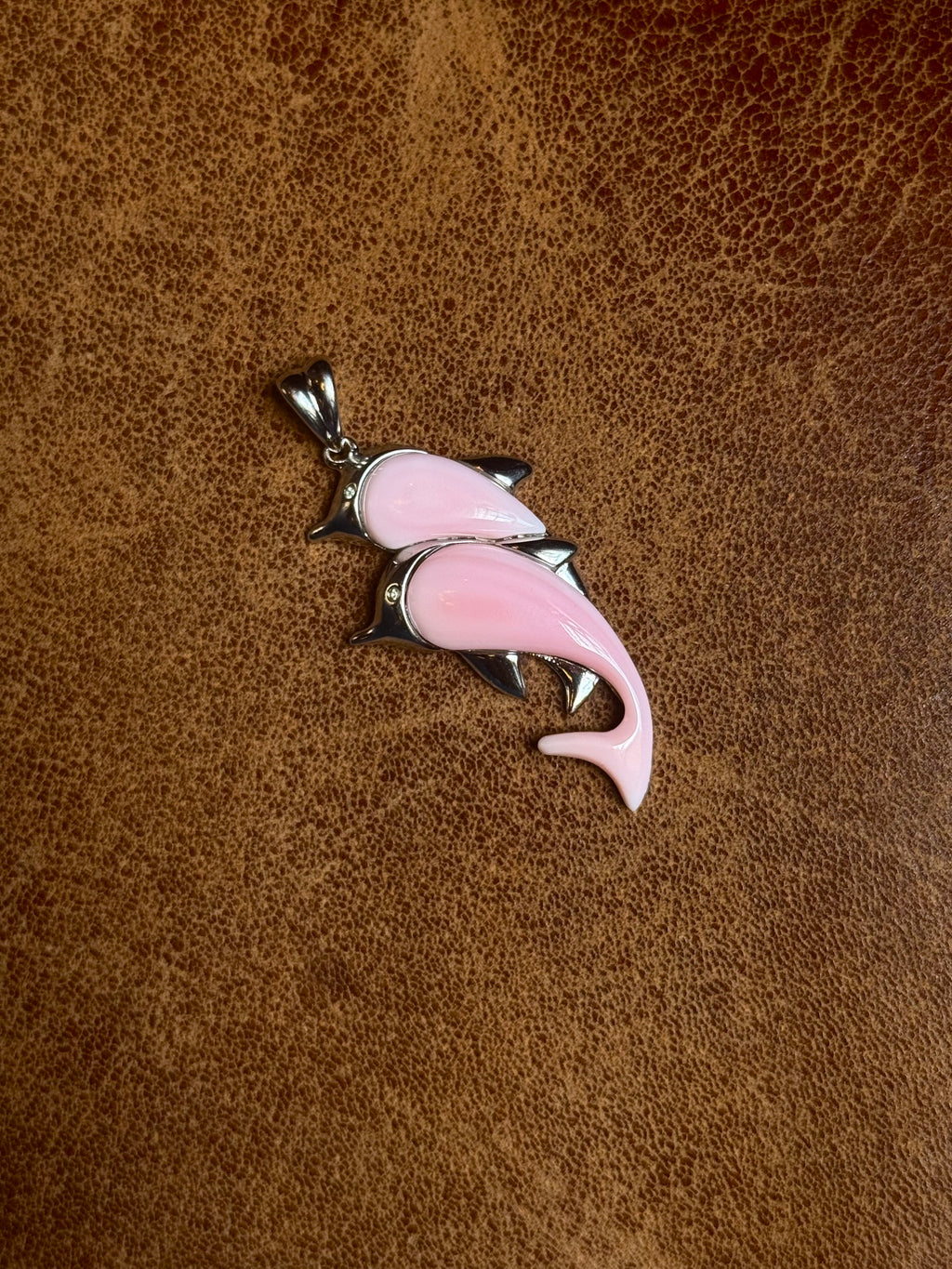 Dolphin Pendant in Pink Conch | Sterling Silver | A741
