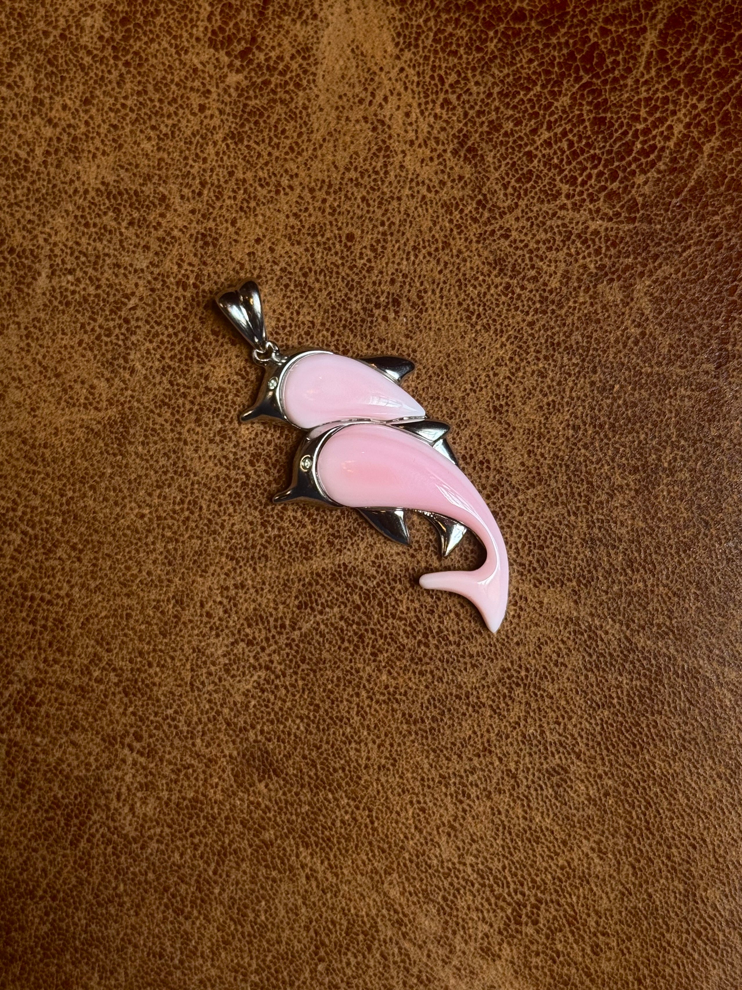 Dolphin Pendant in Pink Conch | Sterling Silver | A741