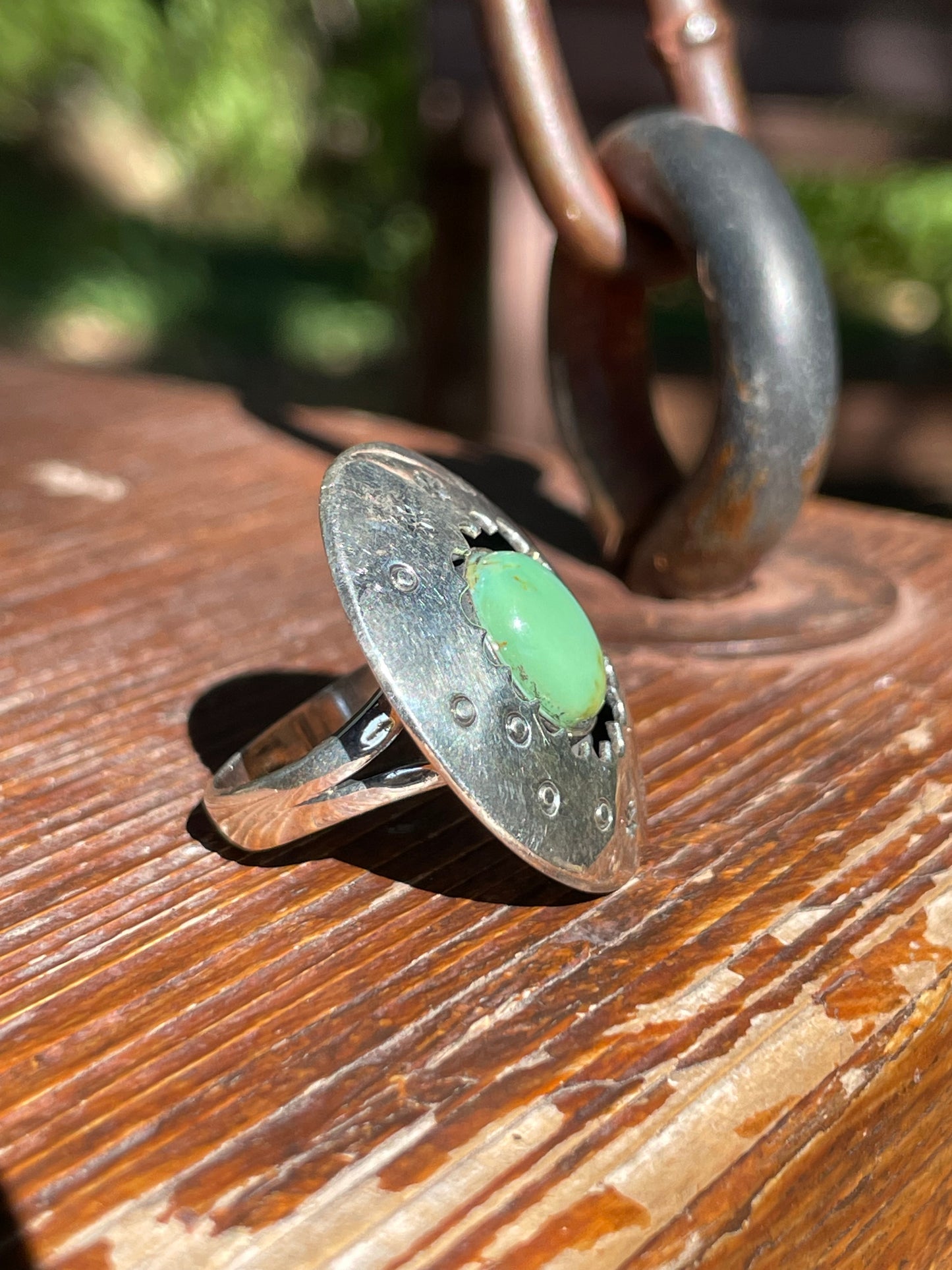 Turquoise Shadow Box Ring | Sterling Silver 925 | Size 6 B390