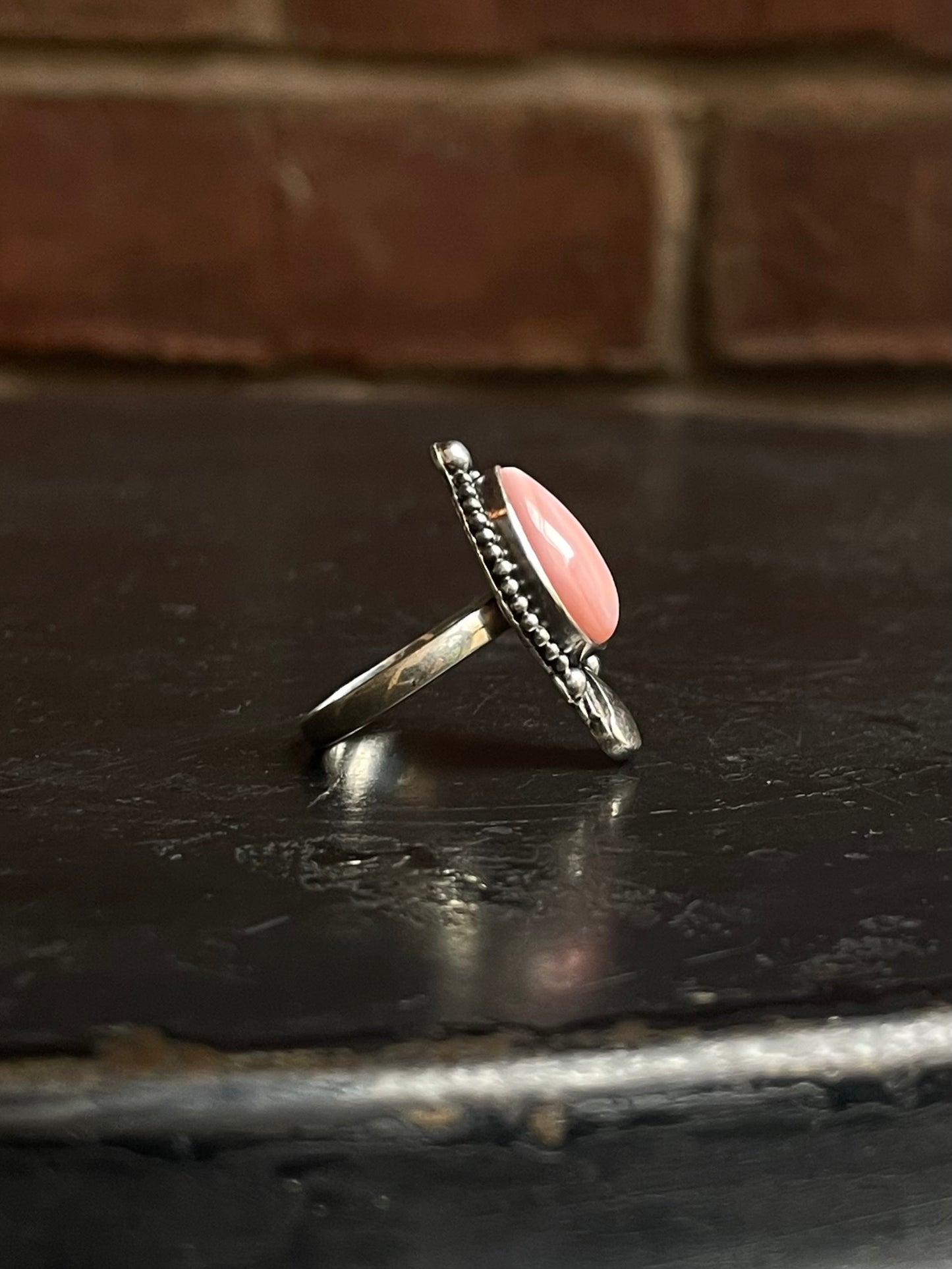 Pink Conch Tear Drop Ring Size 6 | 925 Sterling Silver G152