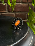 Spiny Oyster & Black Onyx Ring | Sterling Silver 925 | Size 9.25 C702