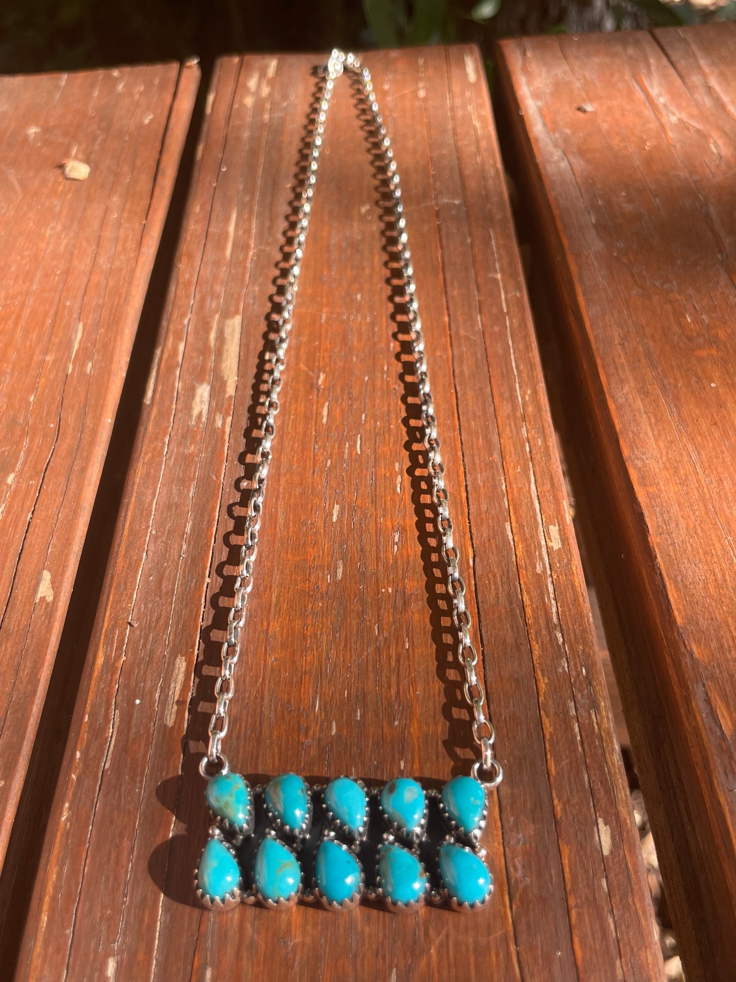 Kingman Turquoise Bar Necklace | 925 Sterling Silver | Z32
