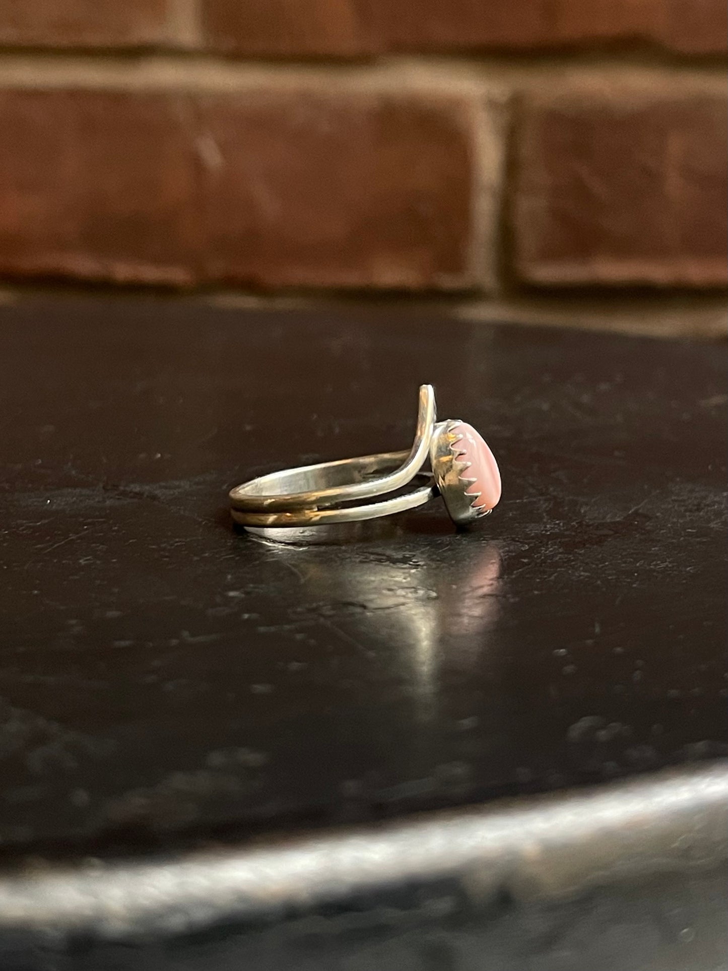 Pink Conch Tear Drop Ring Size 8 | 925 Sterling Silver G154