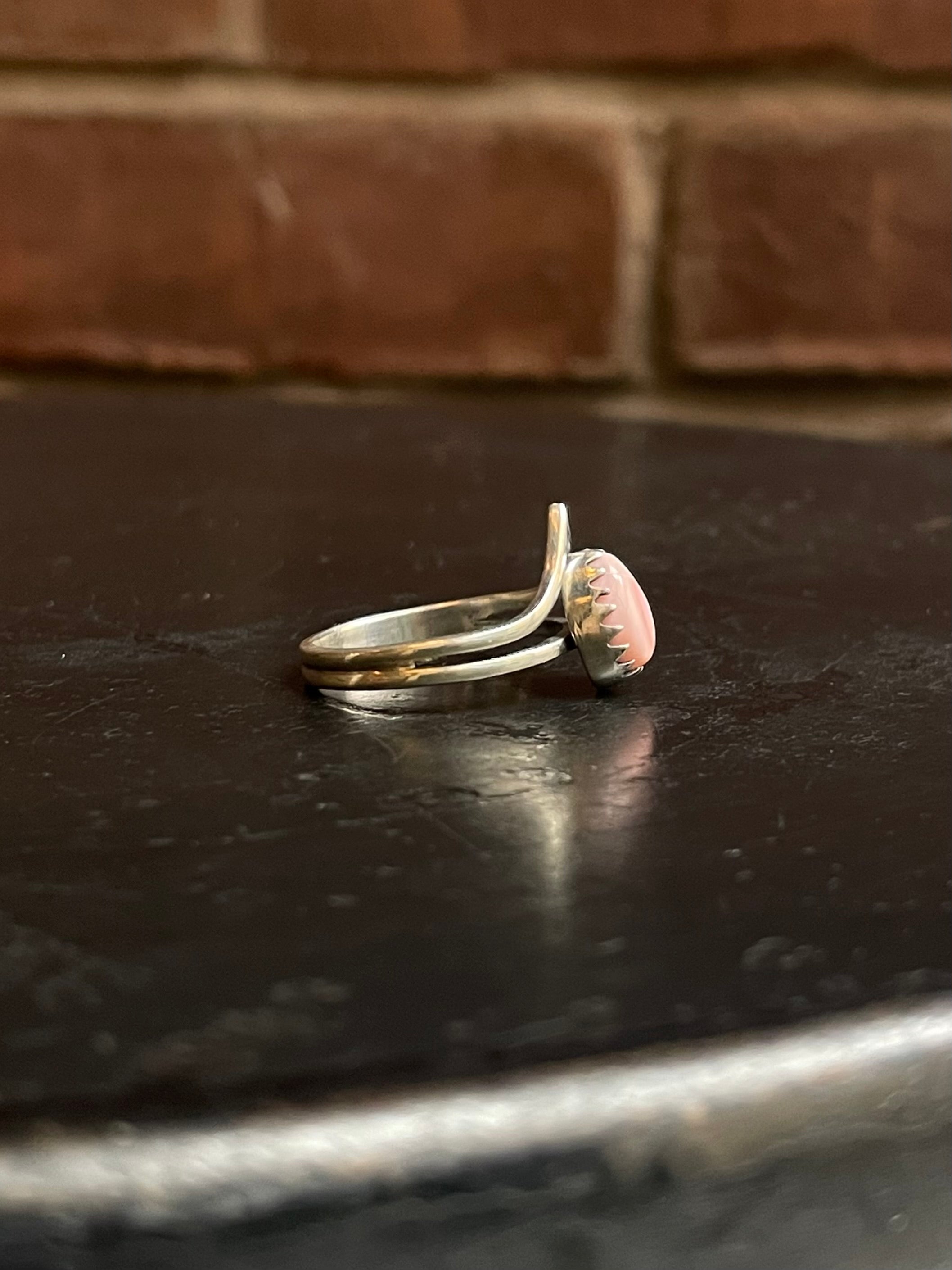 Pink Conch Tear Drop Ring Size 8 | 925 Sterling Silver G154