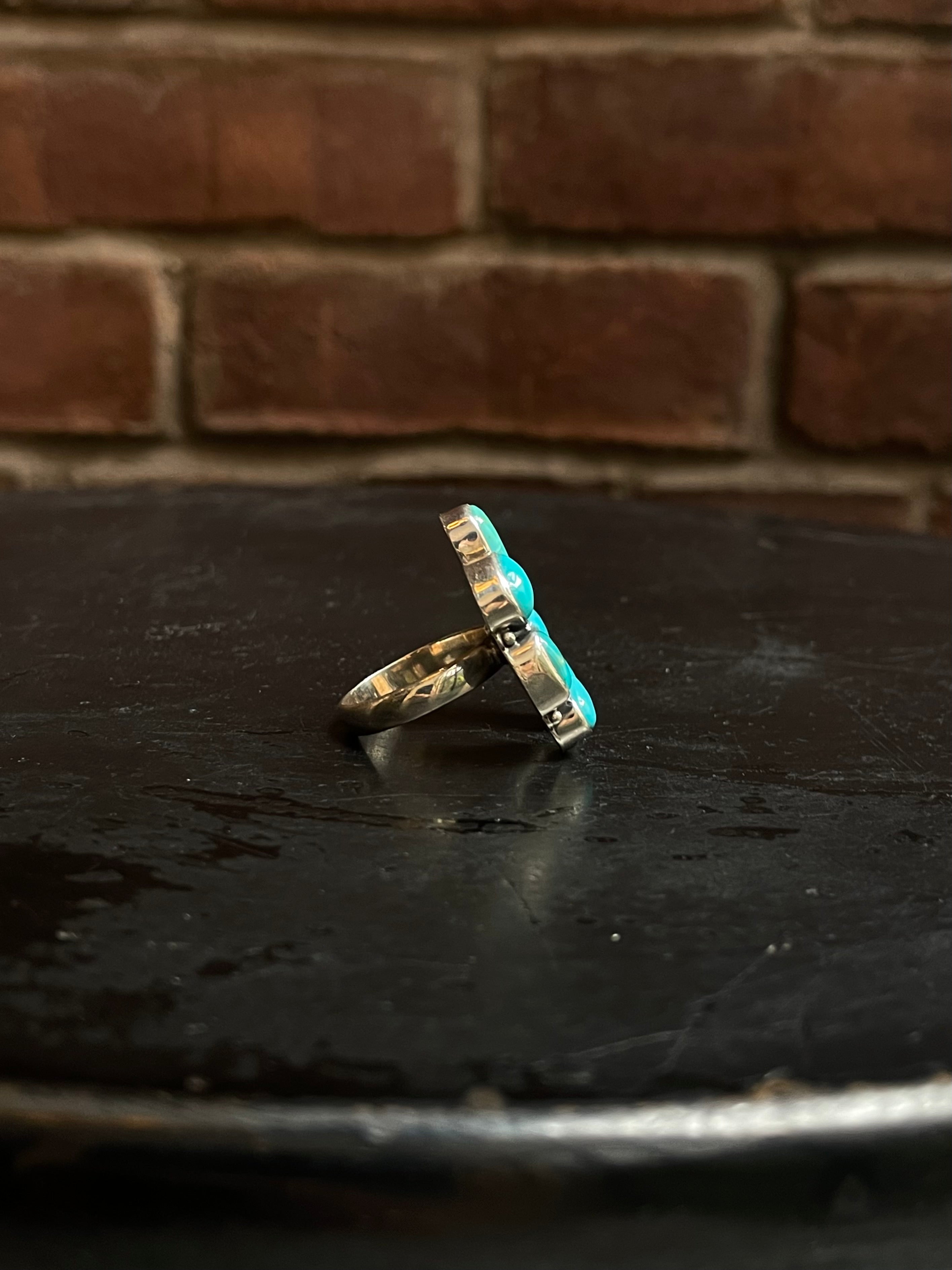 Kingman Turquoise Naja Ring Size 8 | 925 Sterling Silver Southwest E149
