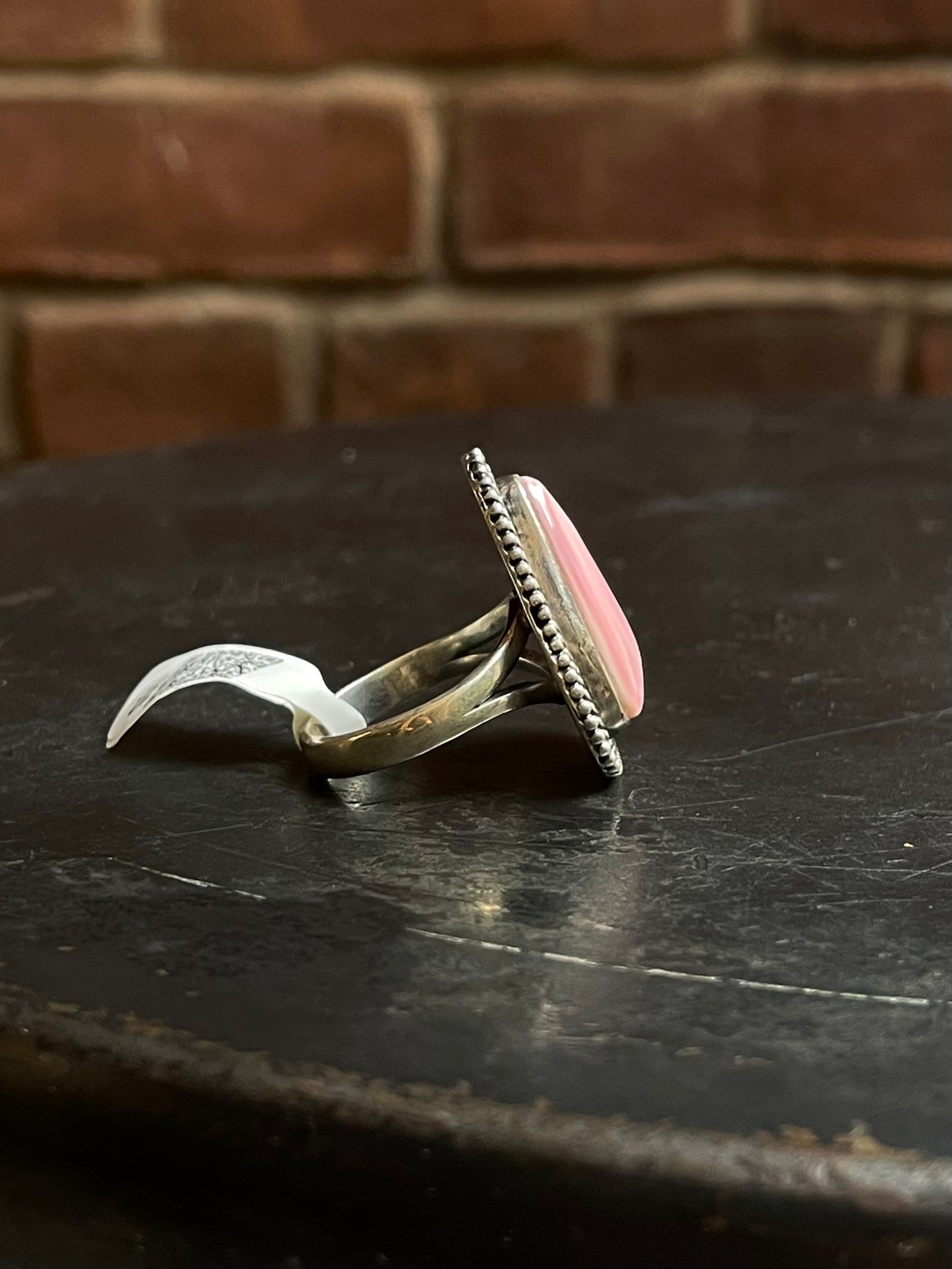 Pink Conch Twisted Wire Ring | Sterling Silver | Size 9 | A460