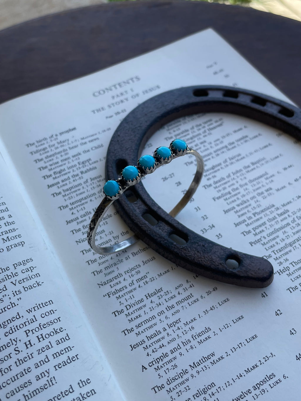 Turquoise Five Stone Cuff Bracelet | 925 Sterling Silver G733