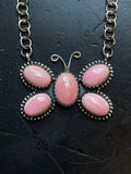 Pink Conch Butterfly Necklace | Cluster Pendant | 925 Silver E572