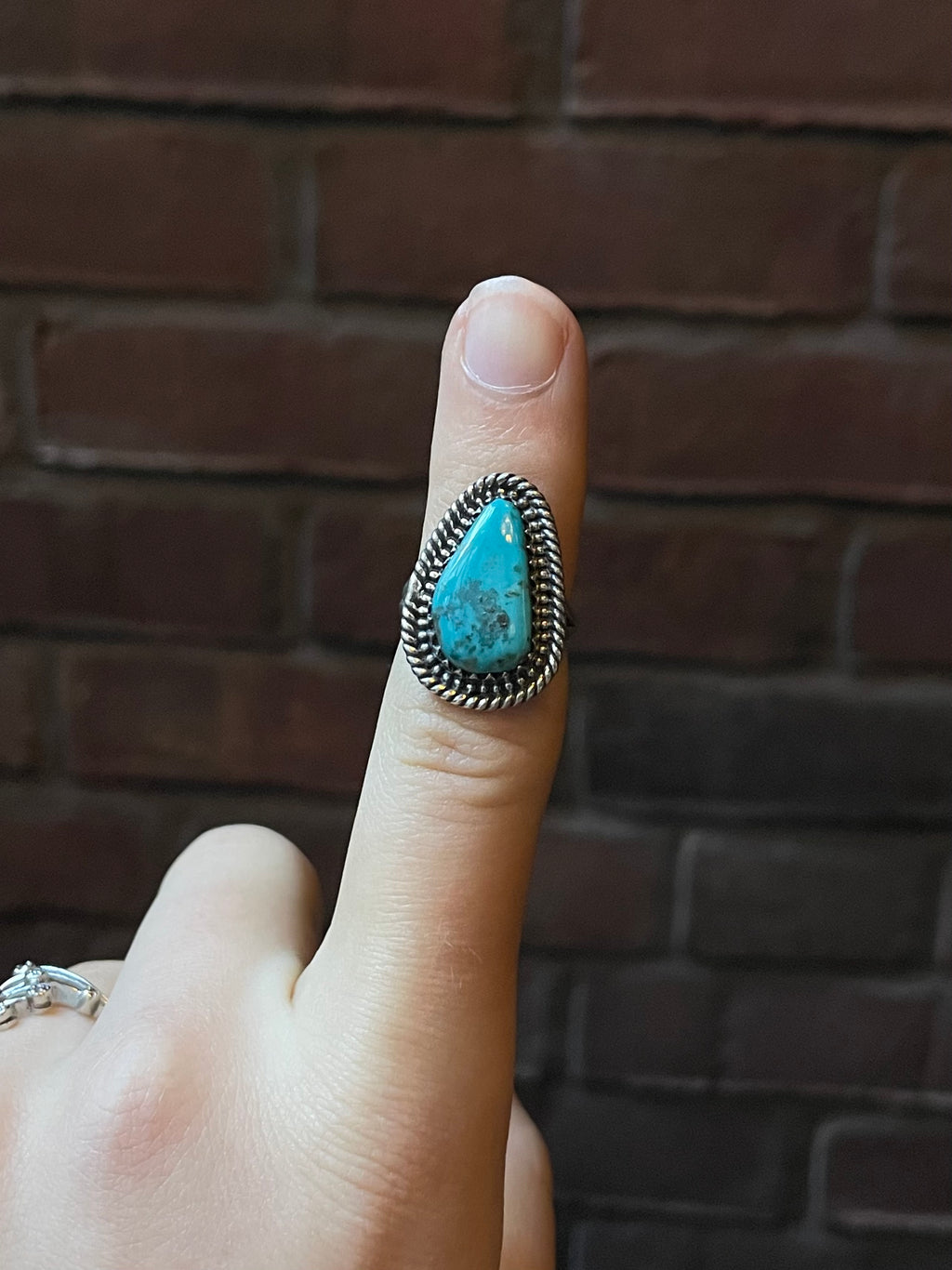 Kingman Turquoise Twisted Wire Ring | Sterling Silver | Size 6 | A473